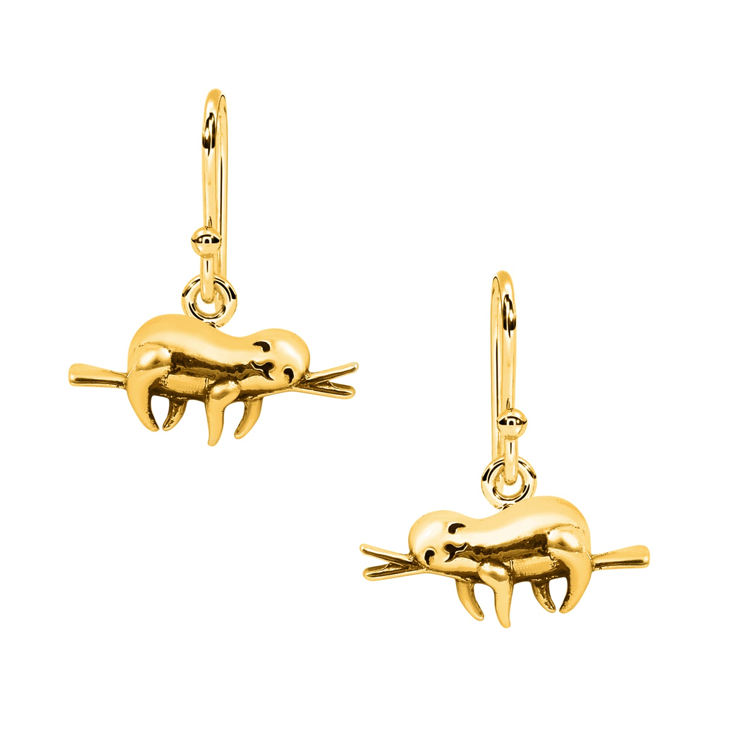 Cute Sloth on Branch Dangle Earrings - Sterling Silver