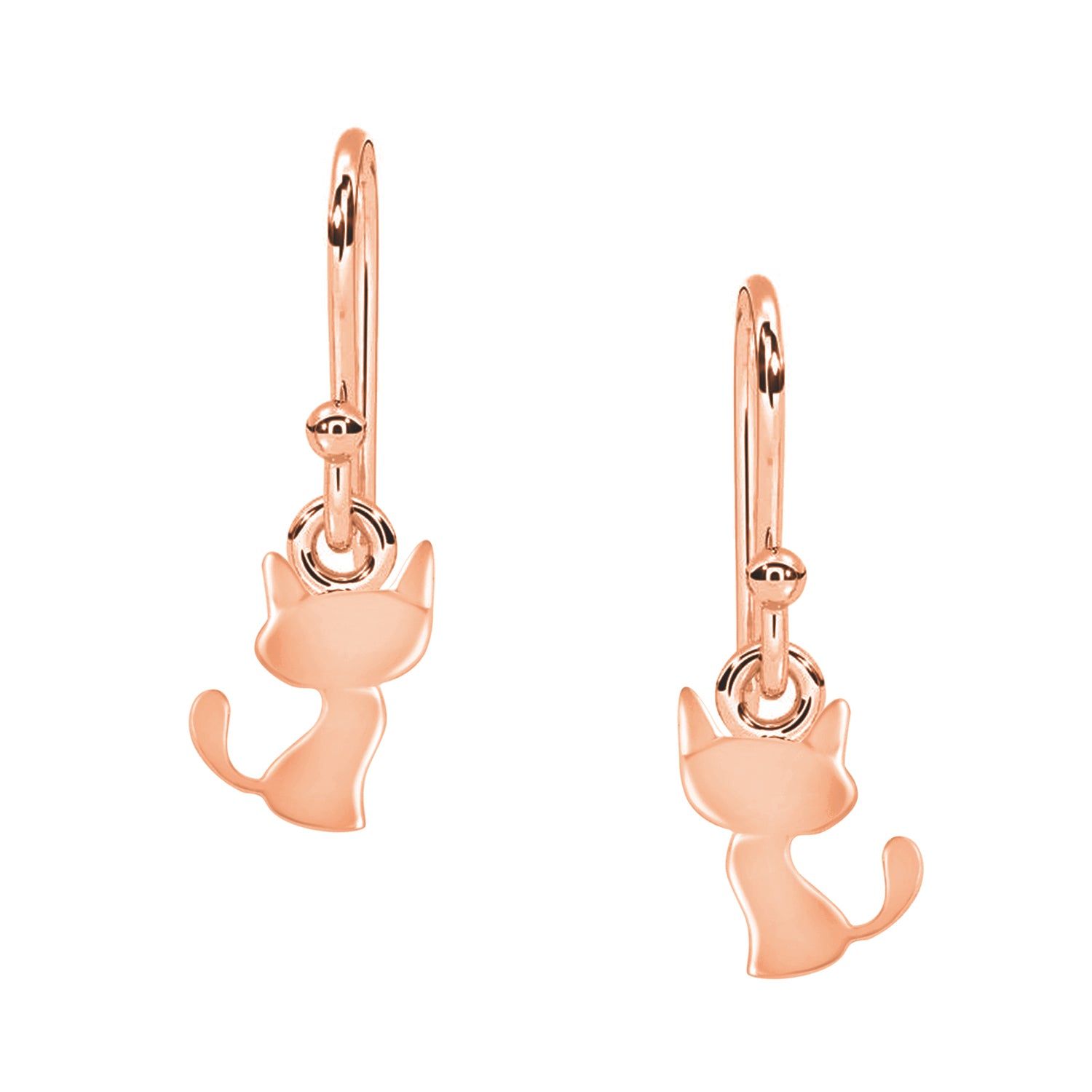 Whimsical Sitting Cat Silhouette Dangle Earrings - Sterling Silver