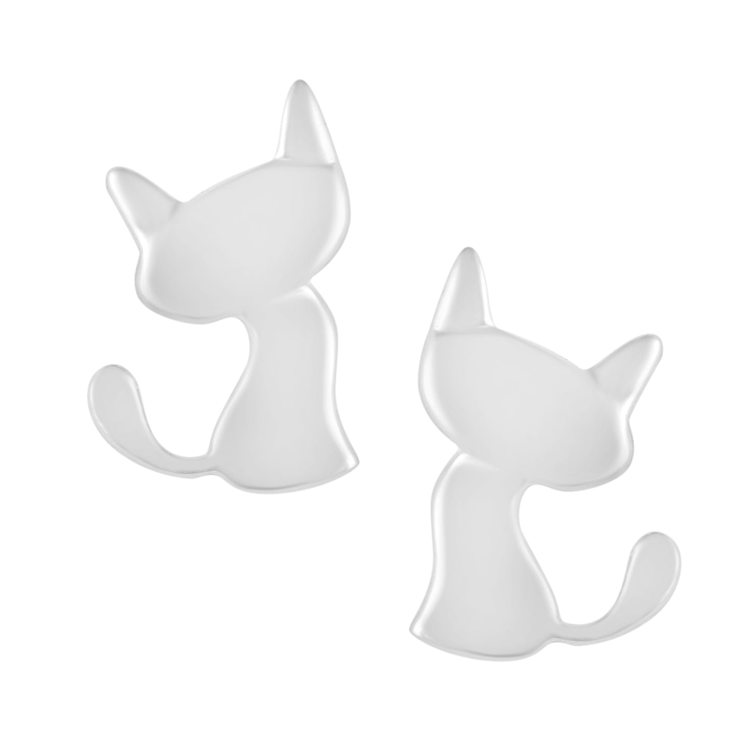 Minimalist Cat Stud Earrings - Sterling Silver