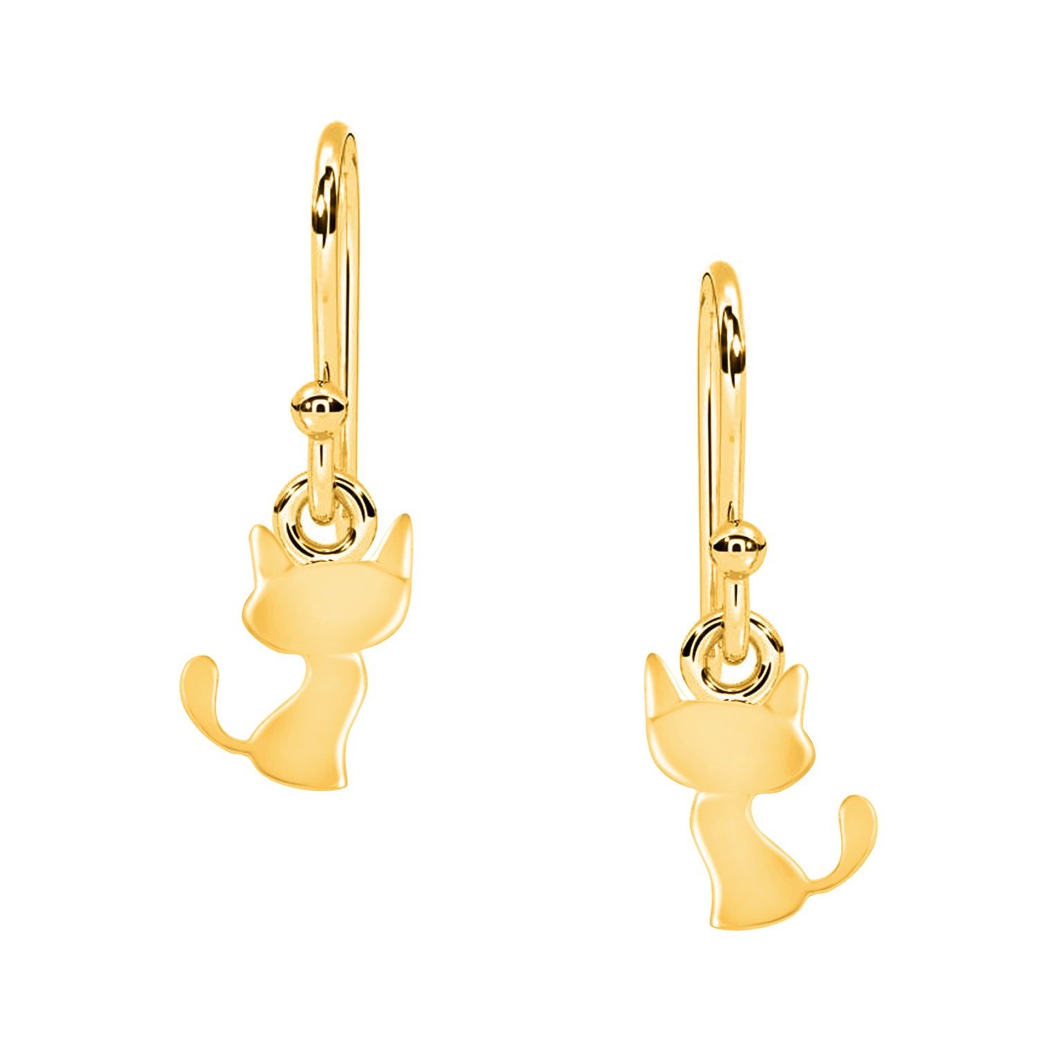 Whimsical Sitting Cat Silhouette Dangle Earrings - Sterling Silver