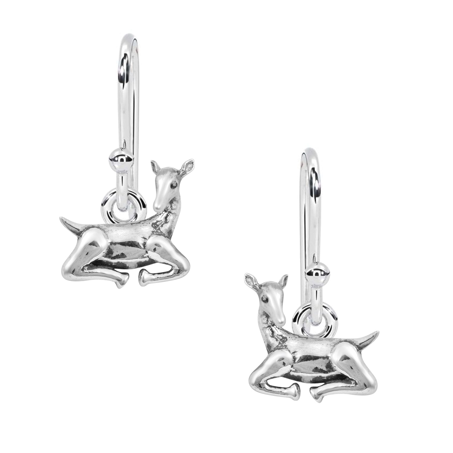 Running Reindeer Dangle Earrings - Sterling Silver