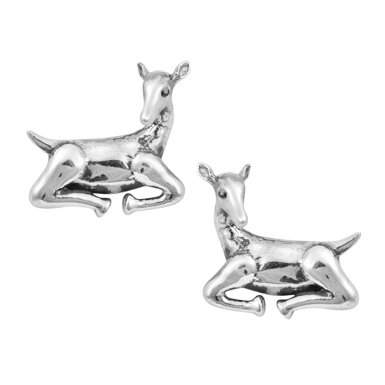 Deer Animal Stud Earrings - Sterling Silver
