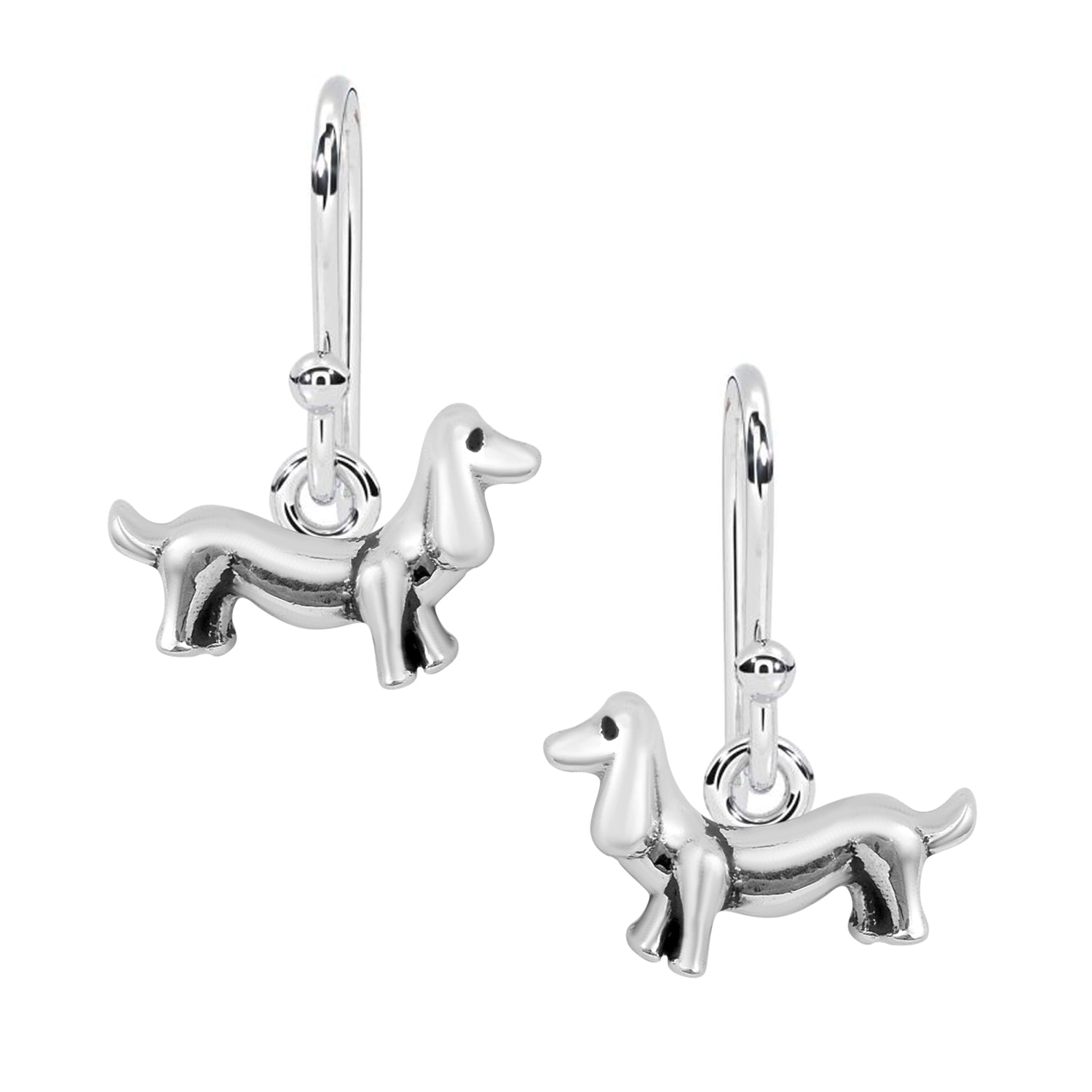 Dachshund Dog Dangle Earrings - Sterling Silver