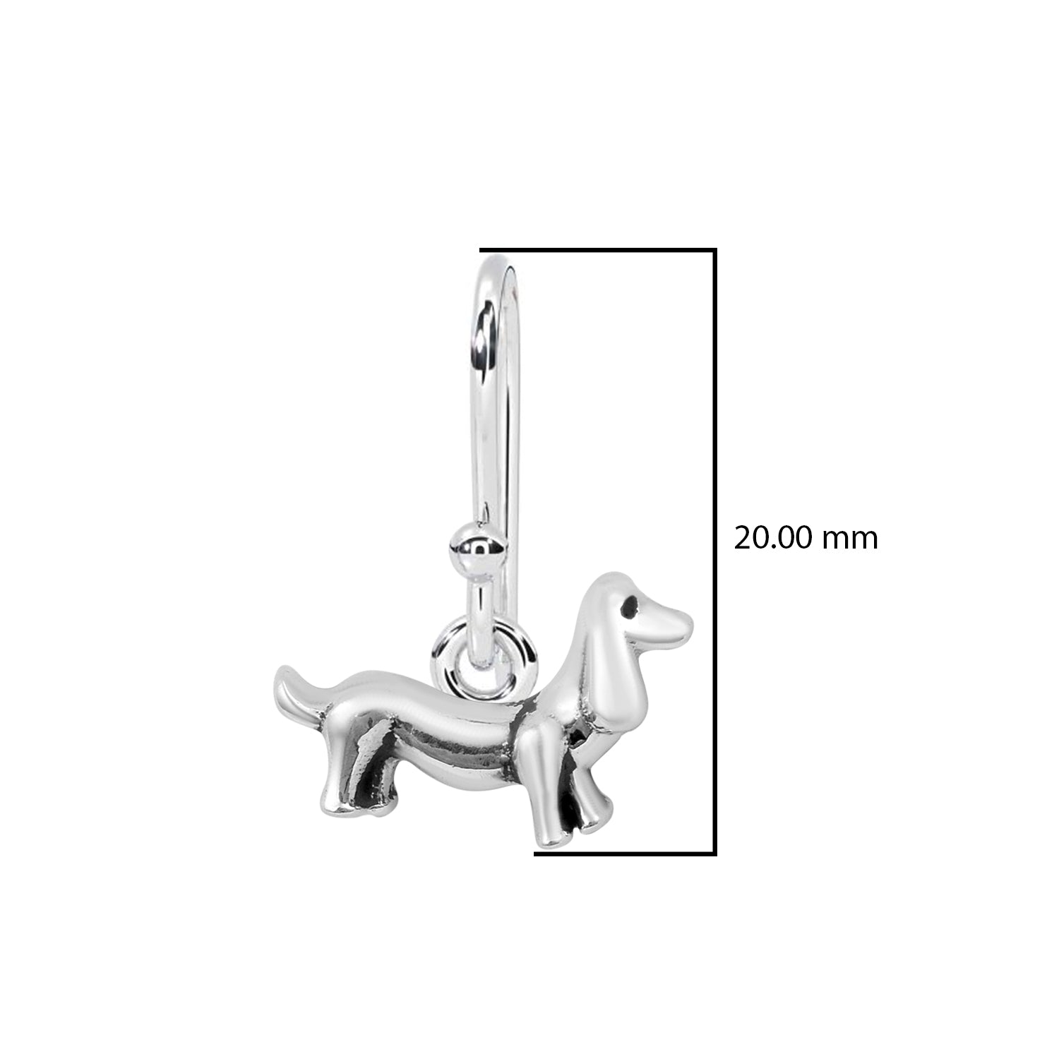 Dachshund Dog Dangle Earrings - Sterling Silver
