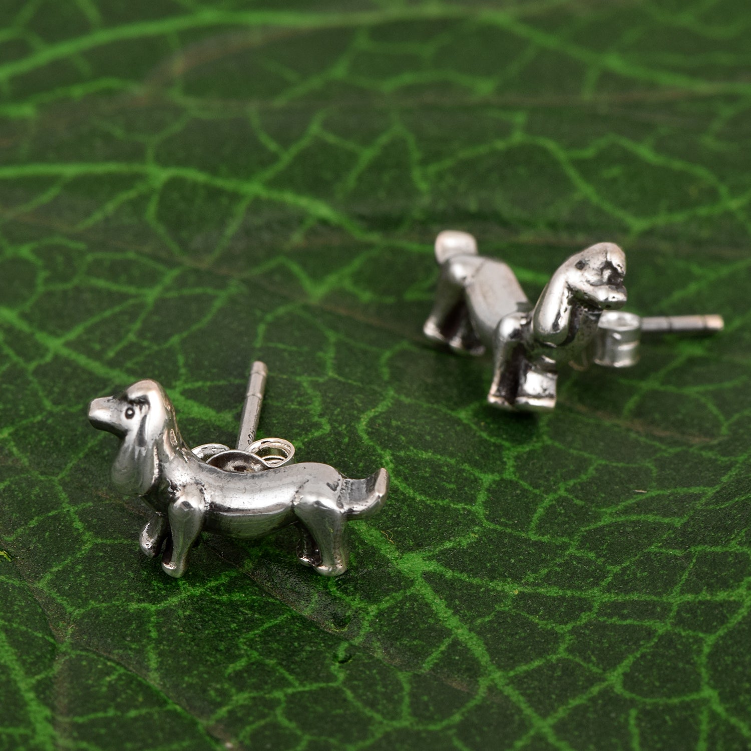 Dachshund Dog Stud Earrings - Sterling Silver