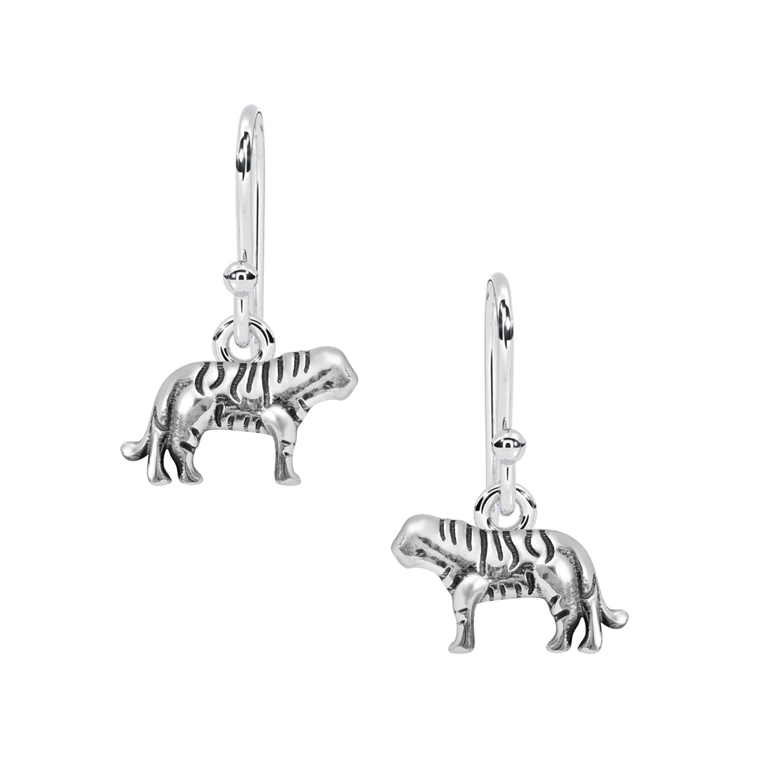 Striped Tiger Dangle Earrings - Sterling Silver
