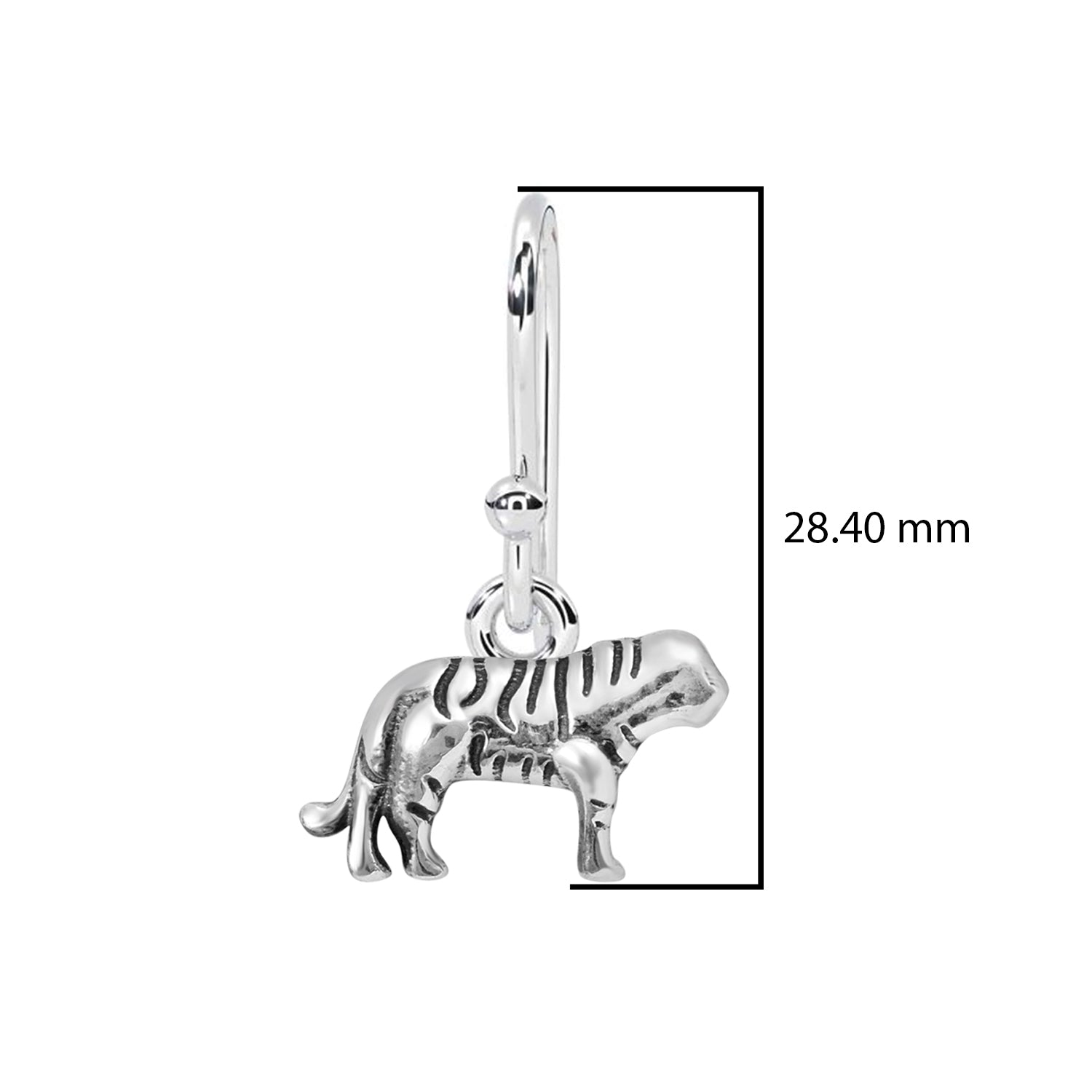 Striped Tiger Dangle Earrings - Sterling Silver