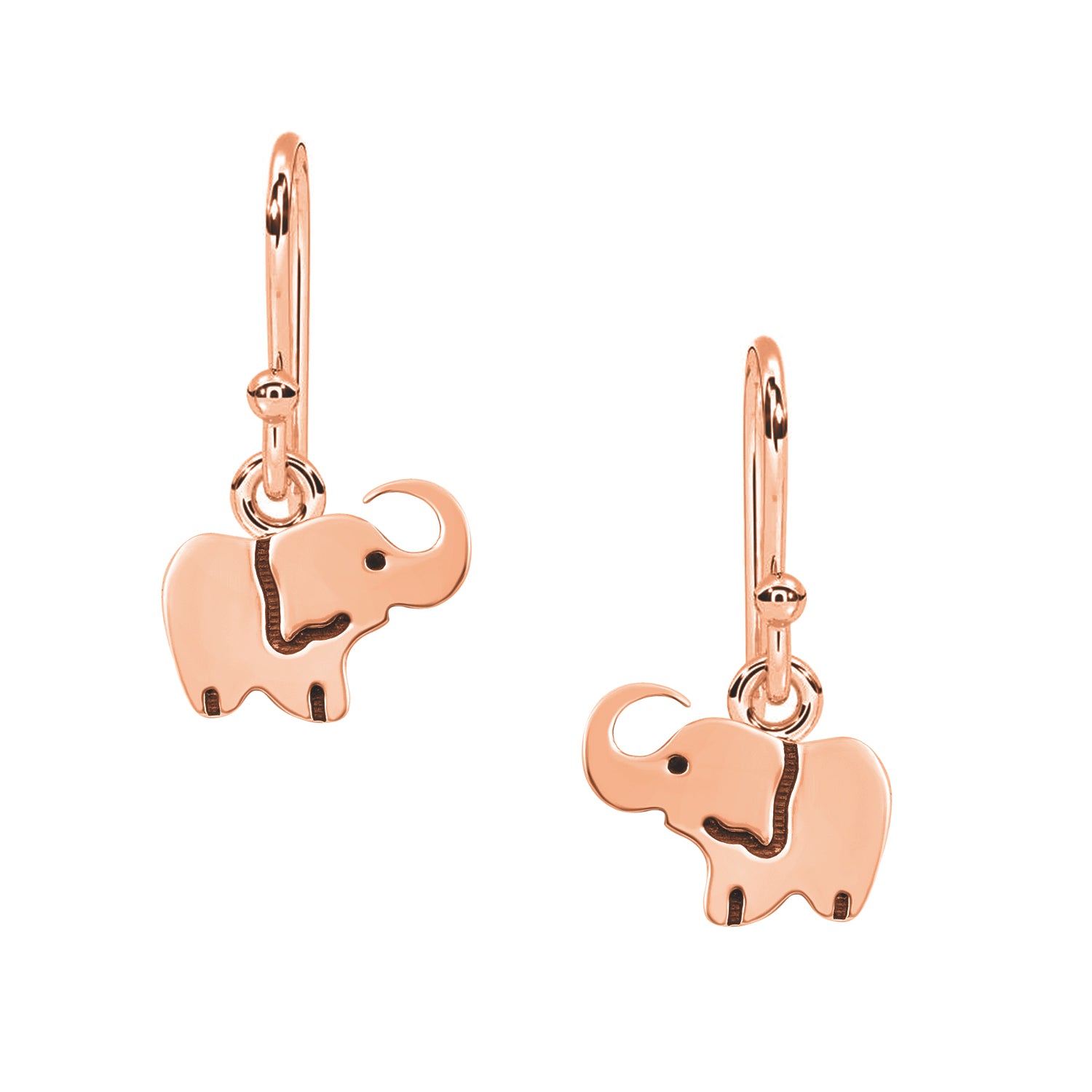Cute Elephant Outline Dangle Earrings - Sterling Silver