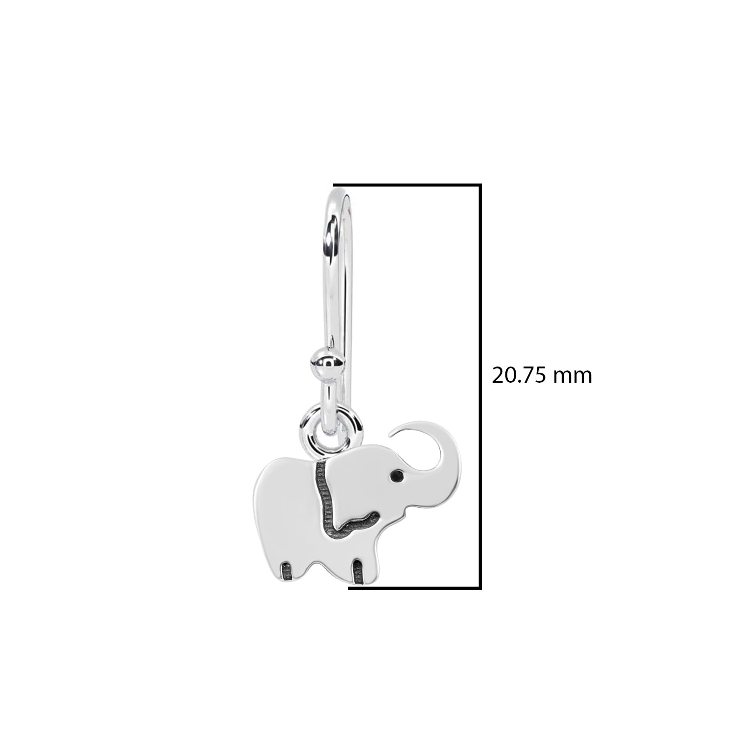 Cute Elephant Outline Dangle Earrings - Sterling Silver