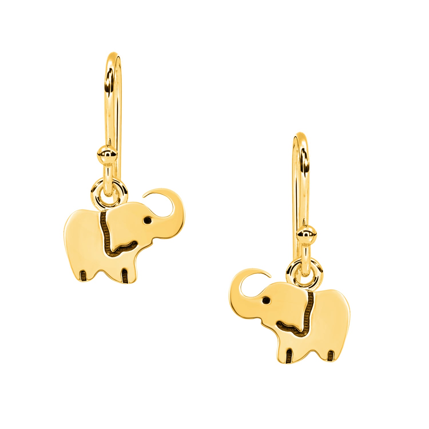 Cute Elephant Outline Dangle Earrings - Sterling Silver