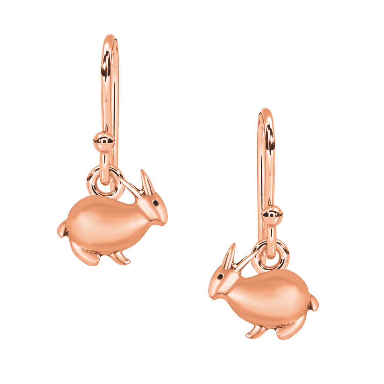Playful Bunny Dangle Earrings – Sleek Minimalist Design - Sterling Silver