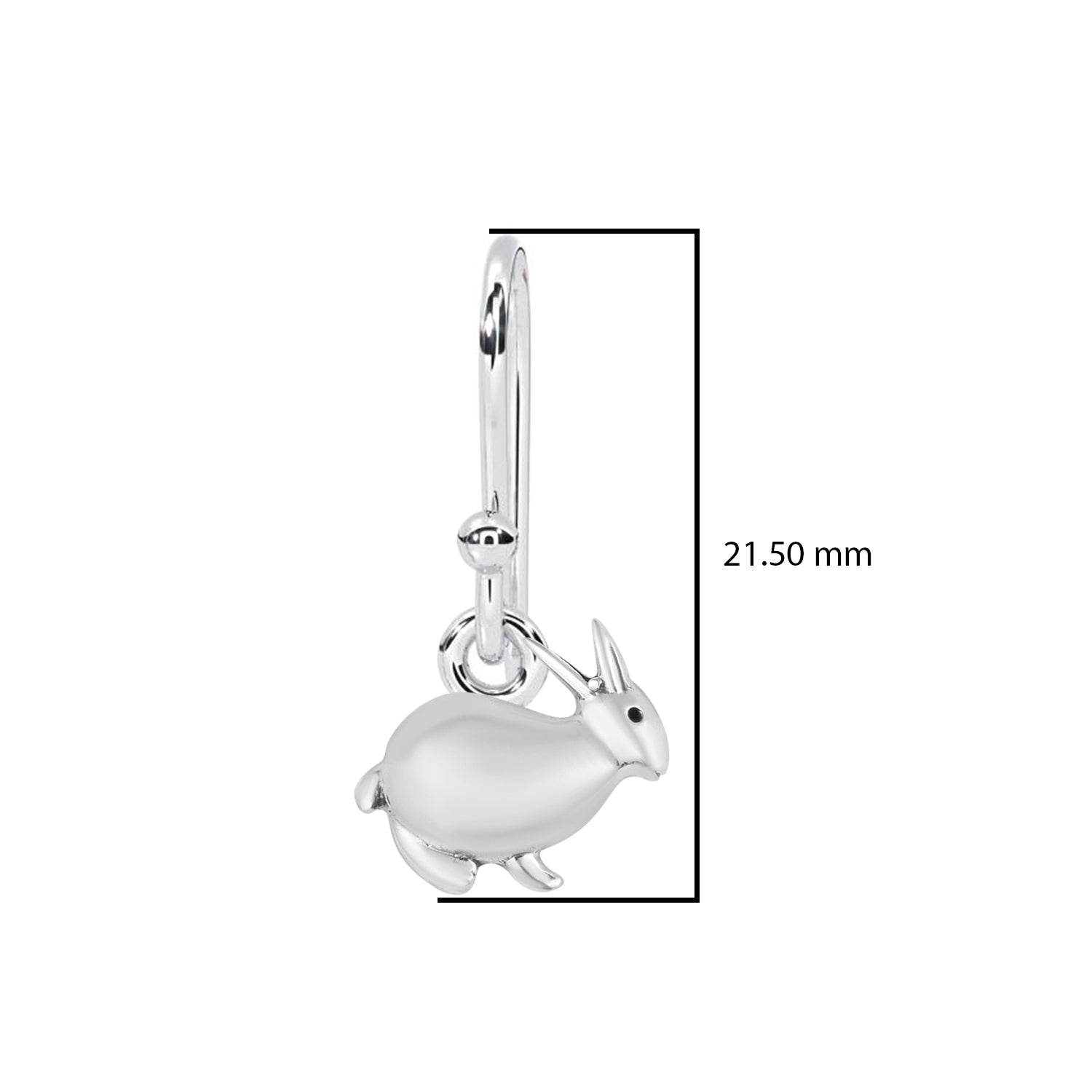Playful Bunny Dangle Earrings – Sleek Minimalist Design - Sterling Silver