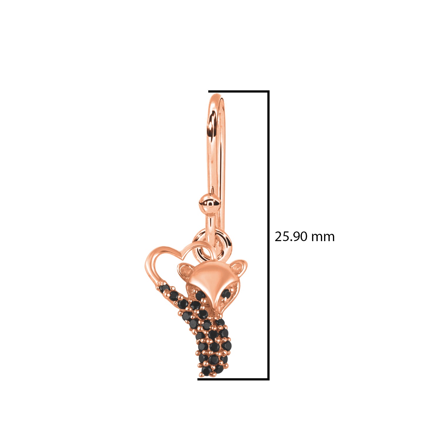 Black Spinel Pavé Fox Dangle Earrings - Sterling Silver