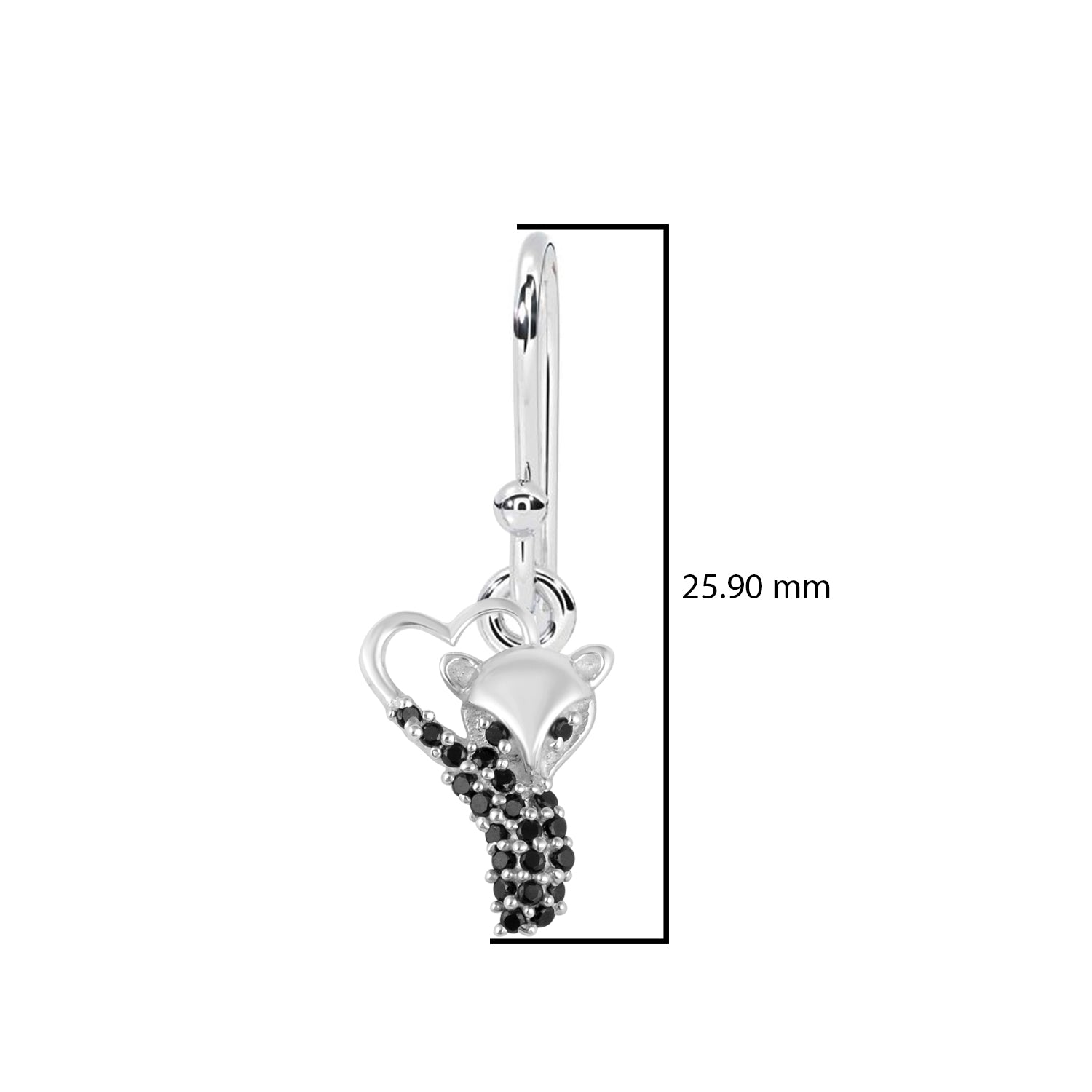 Black Spinel Pavé Fox Dangle Earrings - Sterling Silver