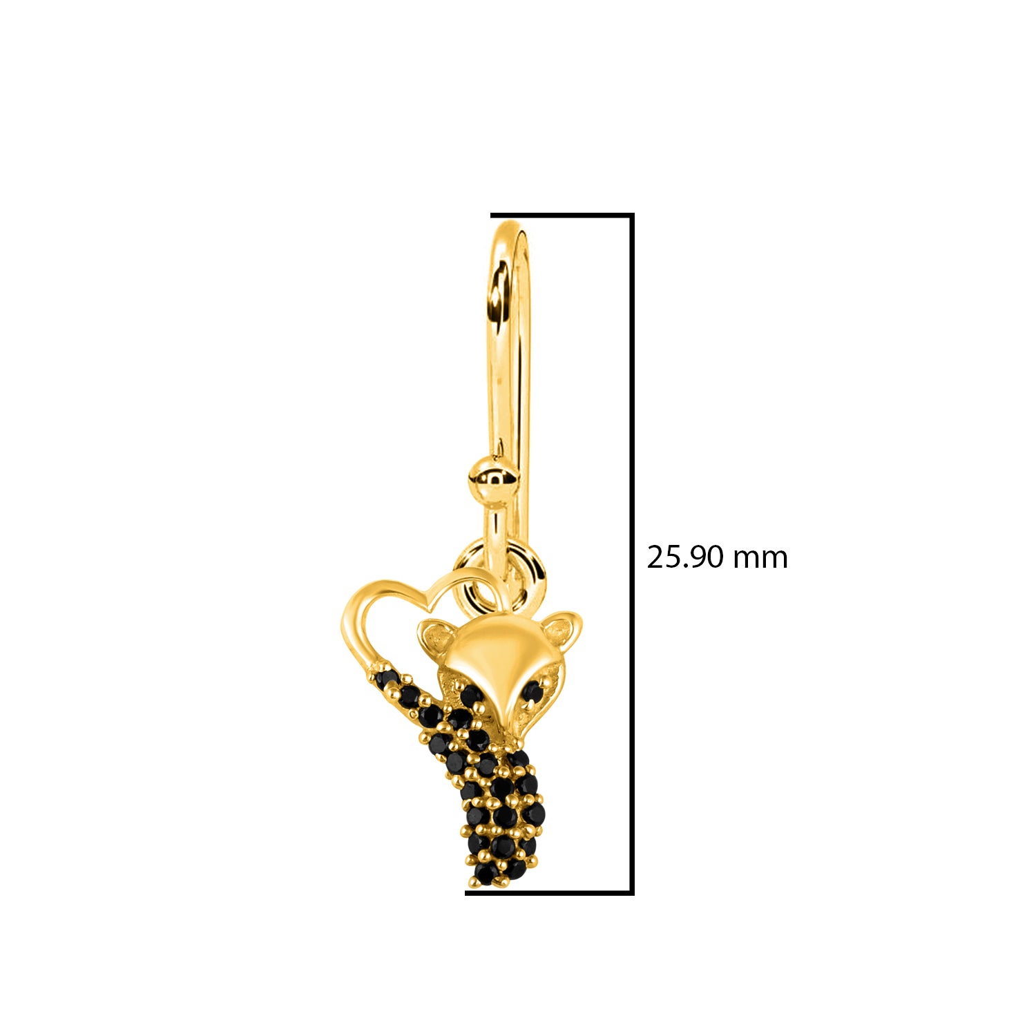 Black Spinel Pavé Fox Dangle Earrings - Sterling Silver