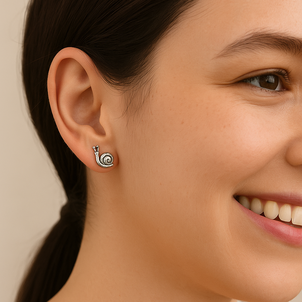 Snail Stud Earrings - Sterling Silver