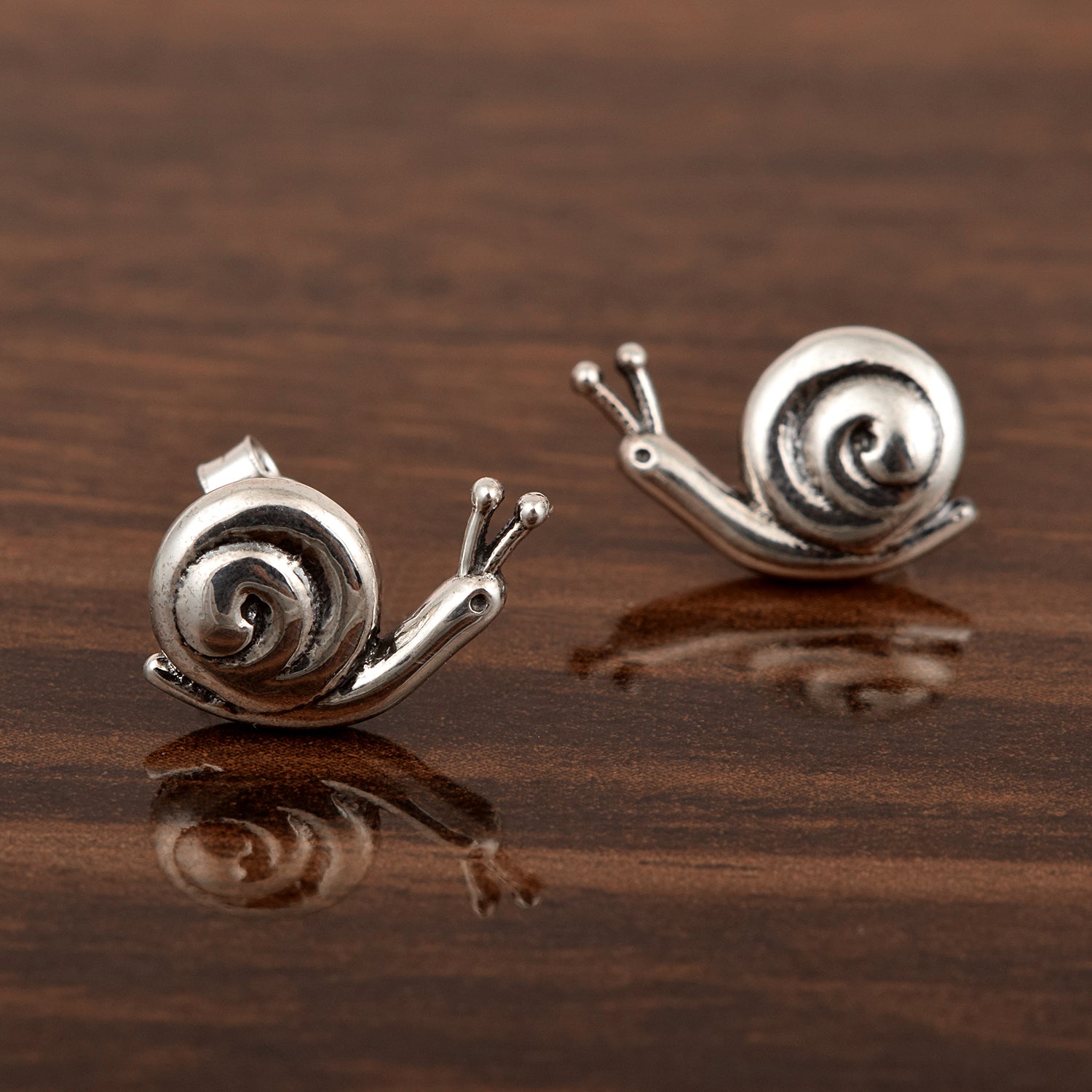 Snail Stud Earrings - Sterling Silver