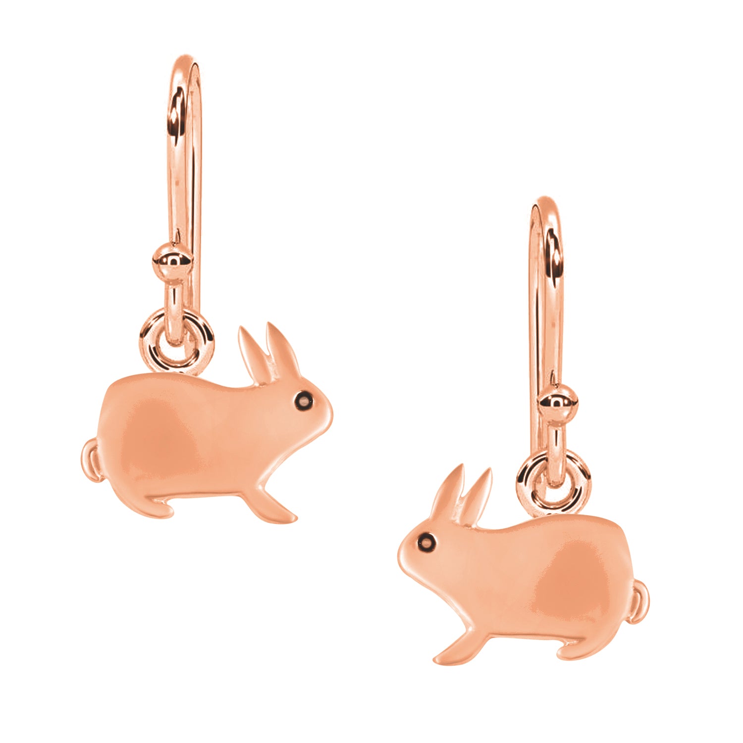 Playful Bunny Drop Earrings Sleek Minimalist Rabbit Motif - Sterling Silver