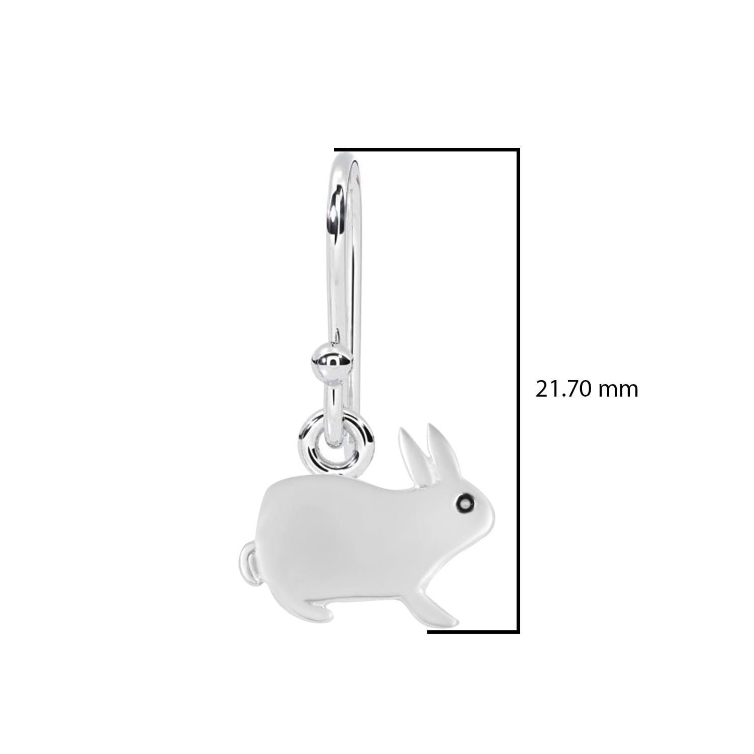Playful Bunny Drop Earrings Sleek Minimalist Rabbit Motif - Sterling Silver