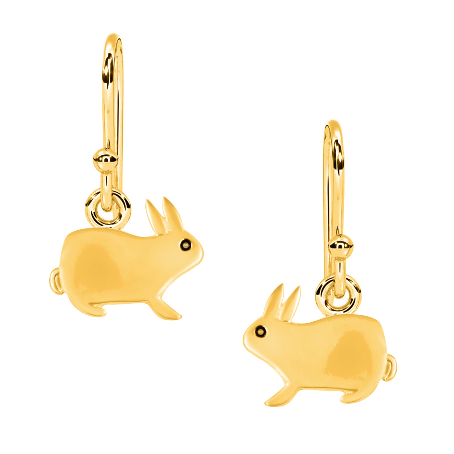 Playful Bunny Drop Earrings Sleek Minimalist Rabbit Motif - Sterling Silver