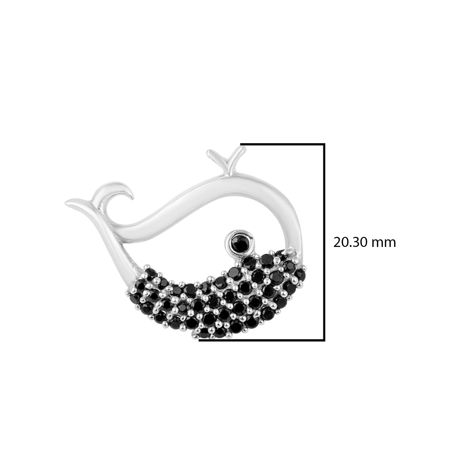 Black Spinel Whale Fish Earrings - Sterling Silver