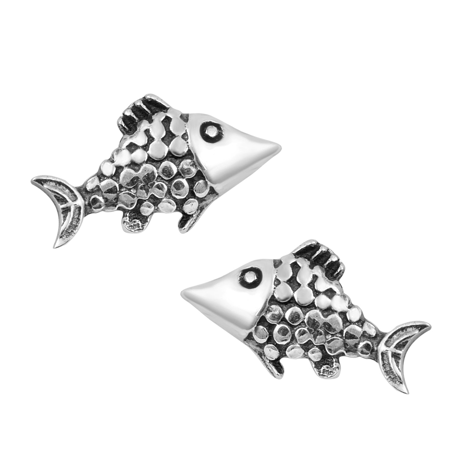 Fish Stud Earrings - Sterling Silver