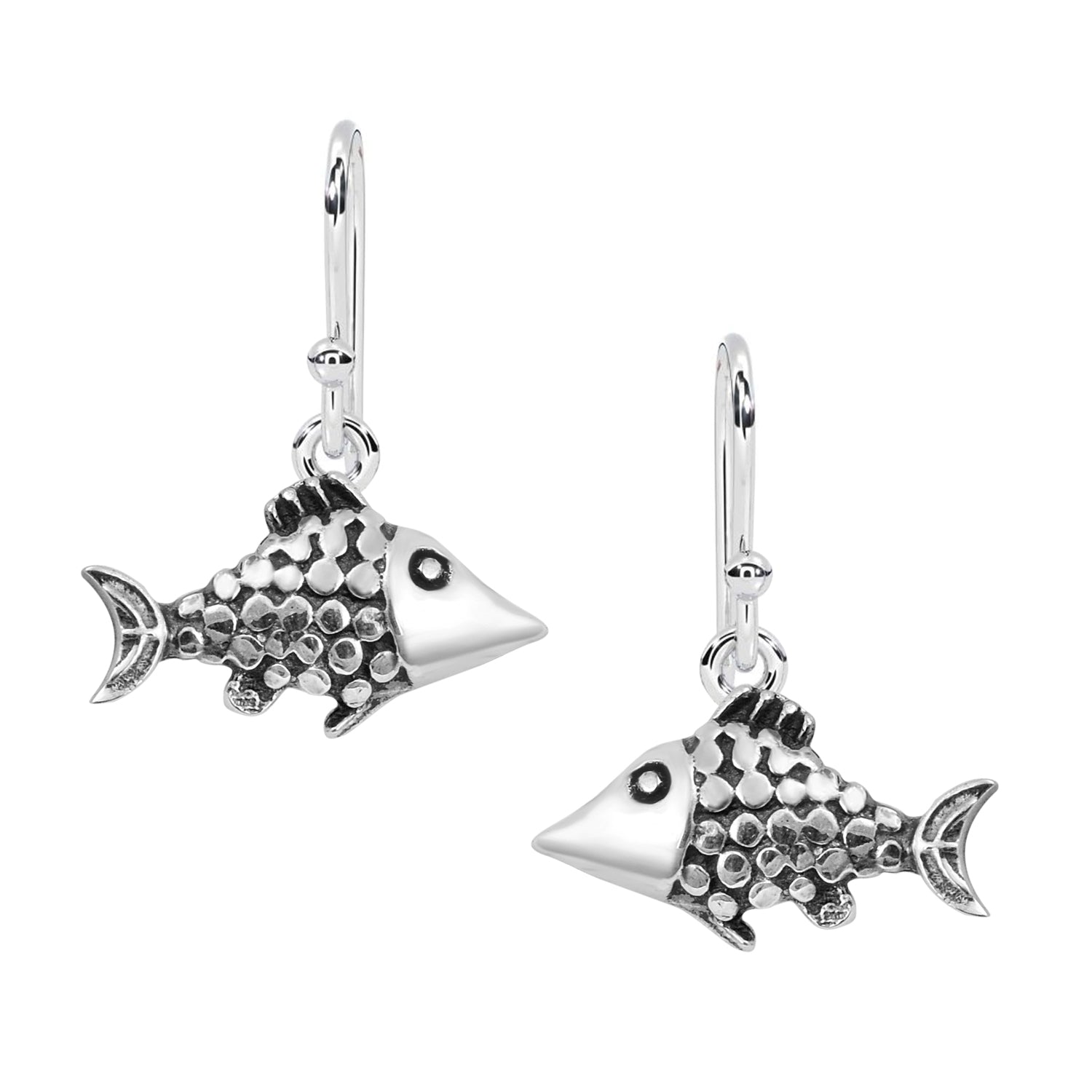 Whimsical Fish Scale Dangle Earrings - Sterling Silver