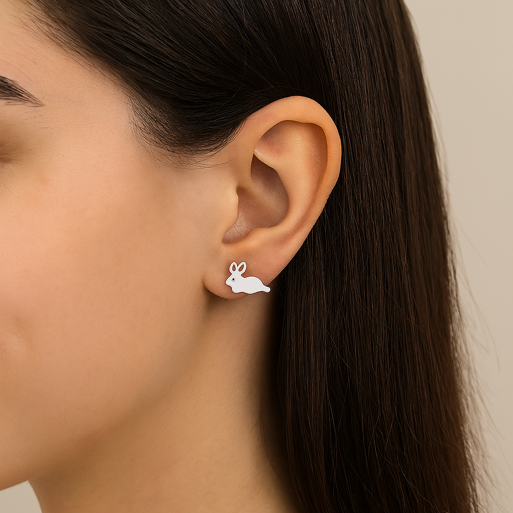 Bunny Stud Earrings - Sterling Silver