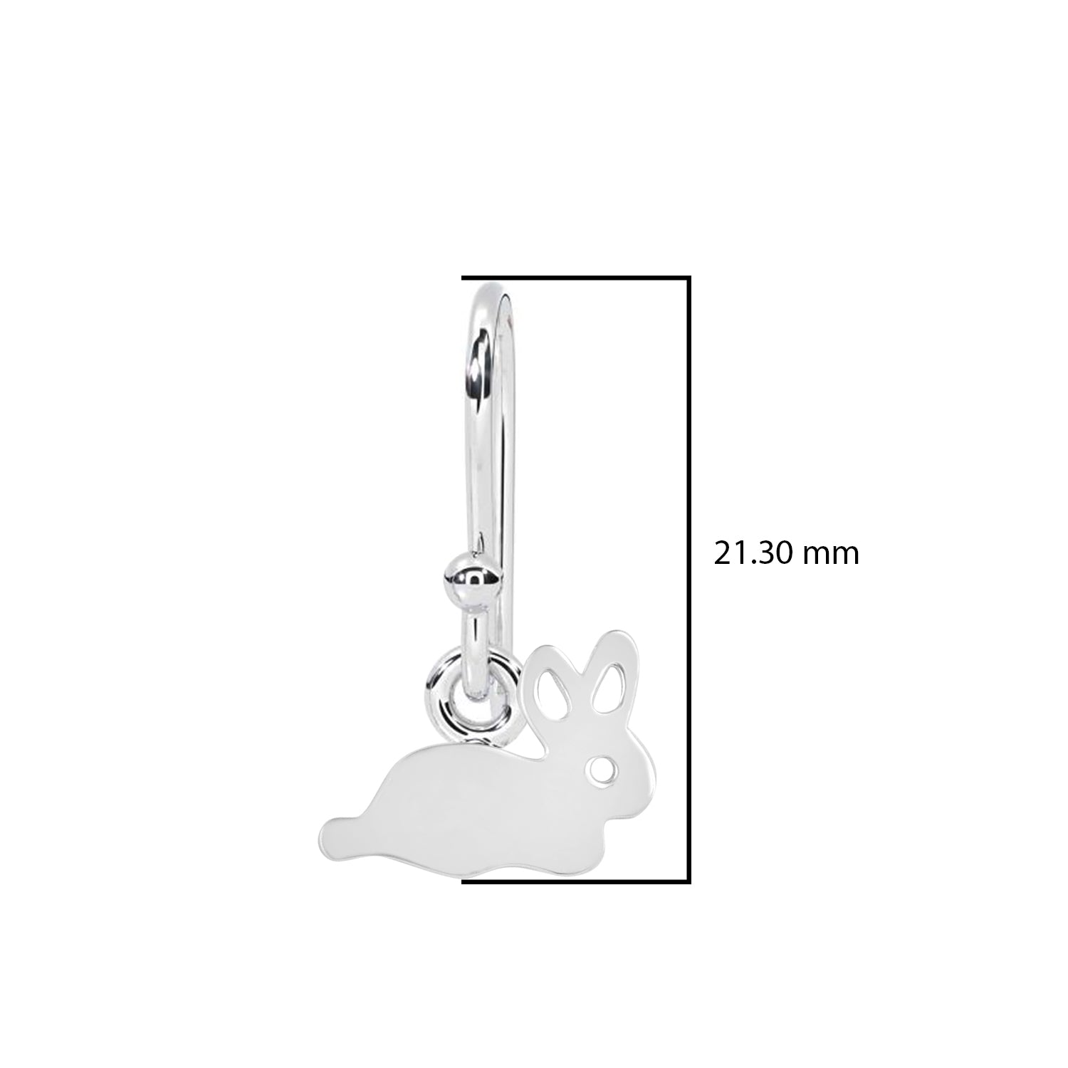 Bunny Silhouette Drop Earrings Rabbit Design - Sterling Silver