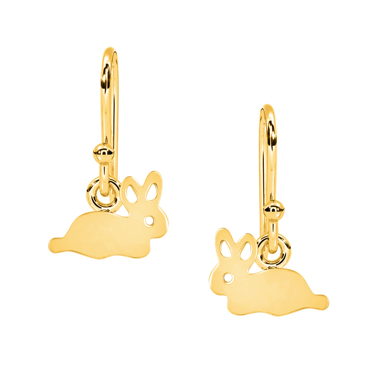 Bunny Silhouette Drop Earrings Rabbit Design - Sterling Silver