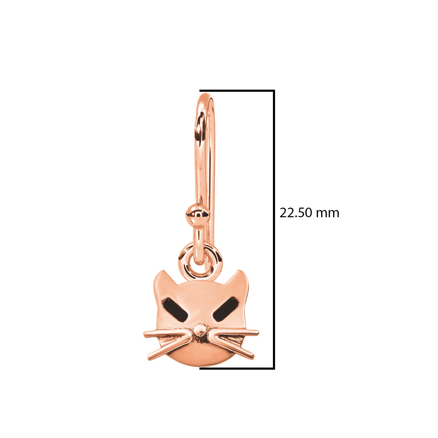 Playful Cat Face Dangle Earrings - Sterling Silver