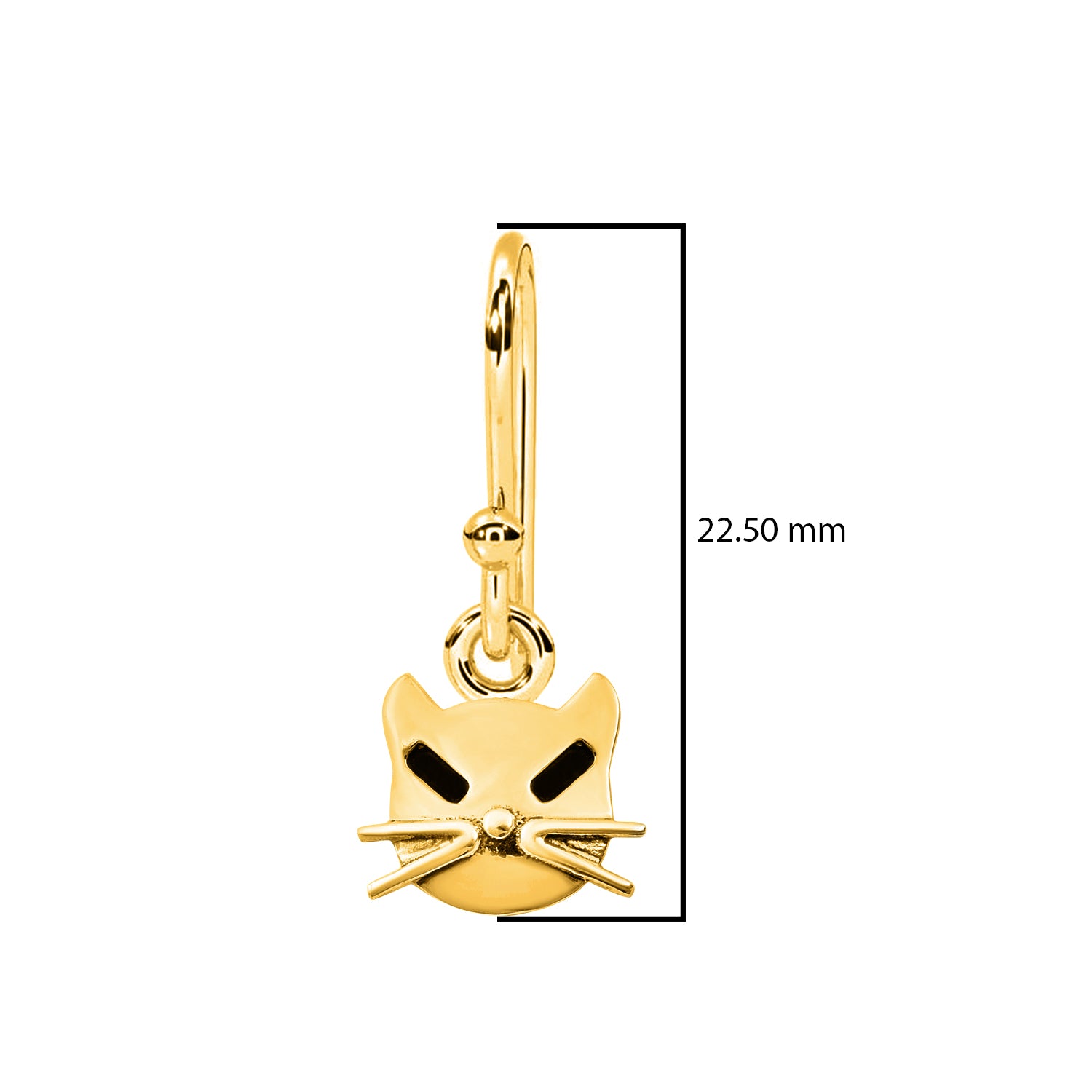 Playful Cat Face Dangle Earrings - Sterling Silver