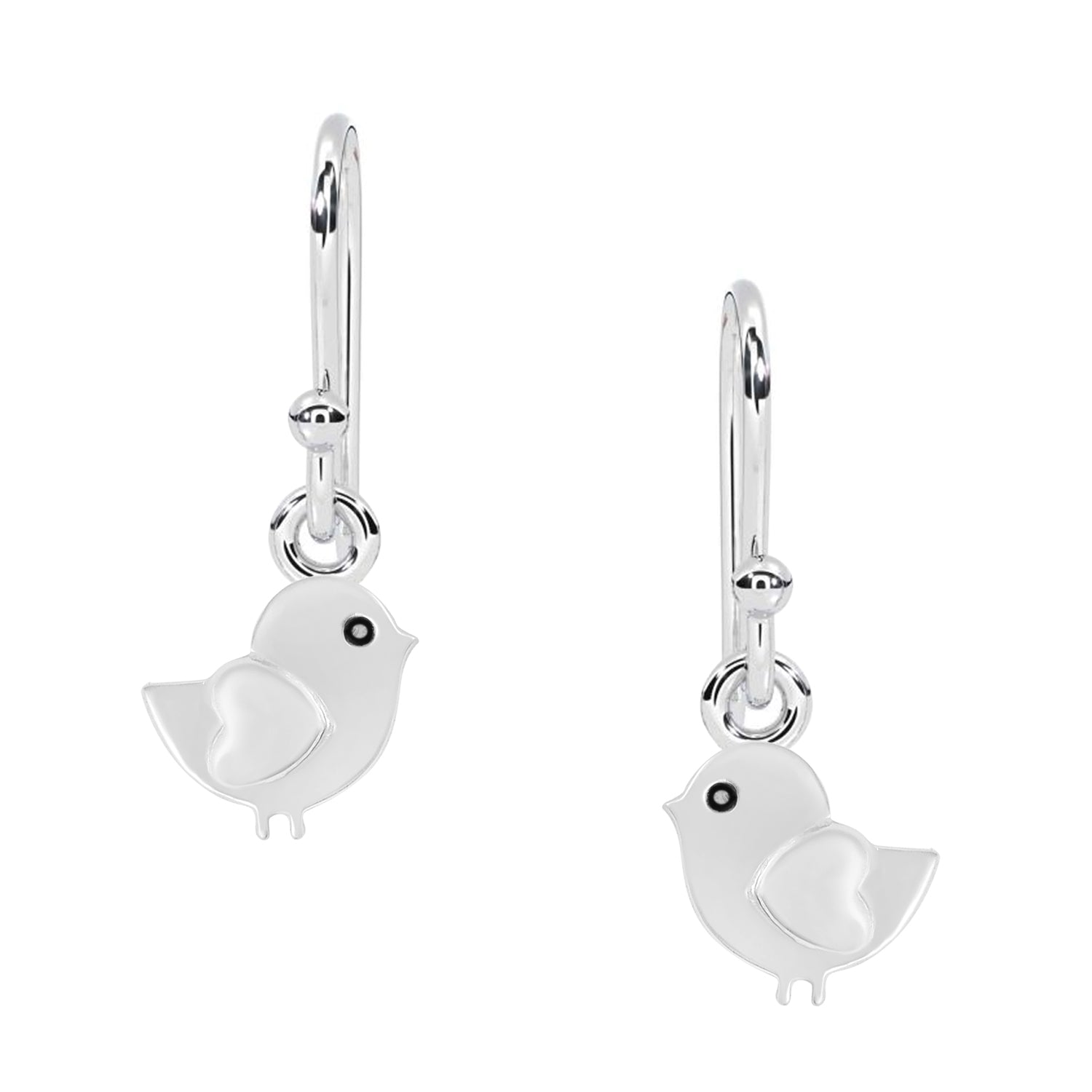 Charming Bird Dangle Earrings - Sterling Silver