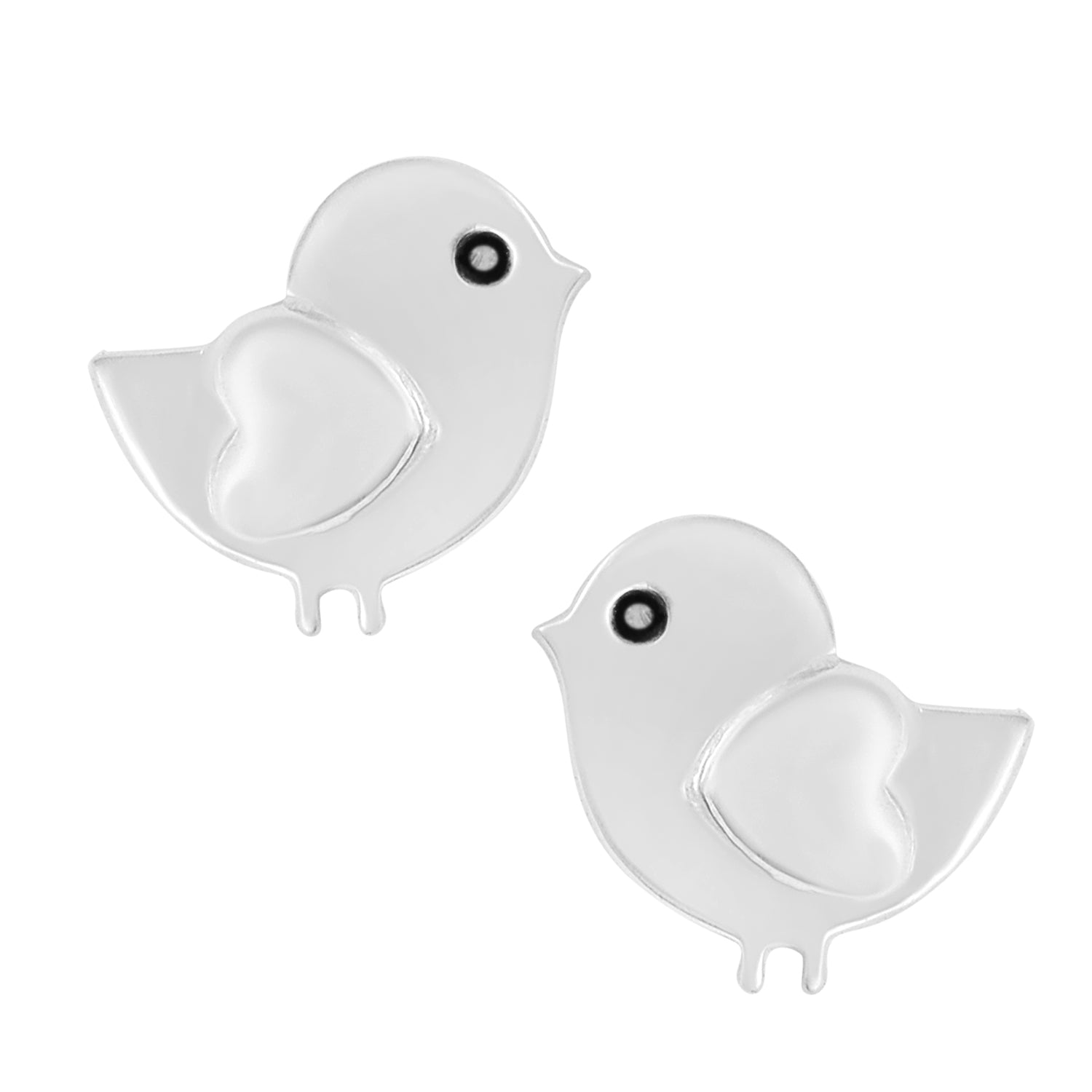 Bird Stud Earrings - Sterling Silver