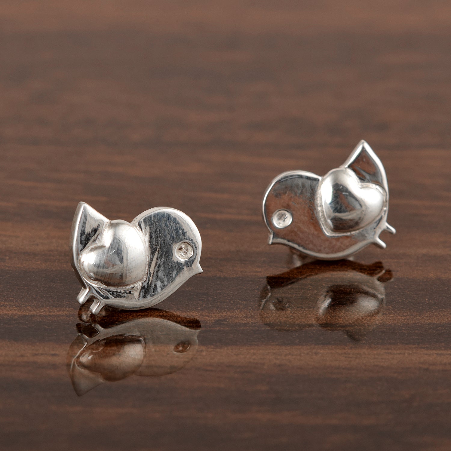Bird Stud Earrings - Sterling Silver