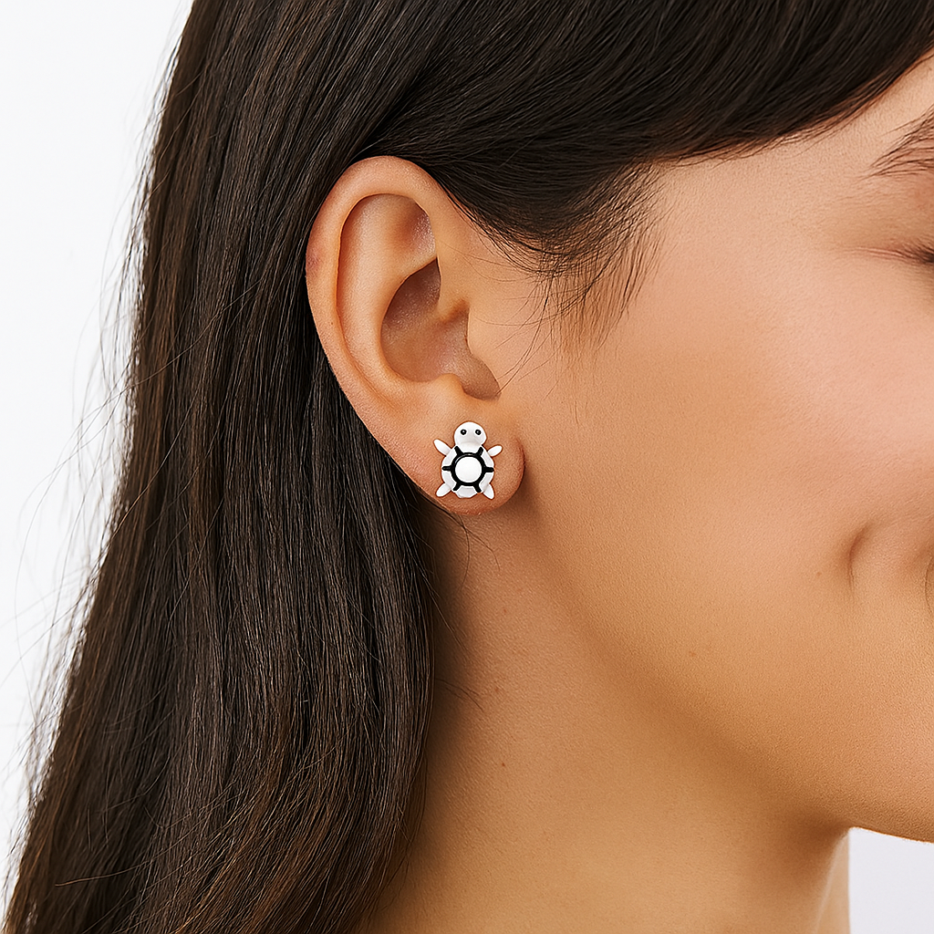 Turtle Stud Earrings - Sterling Silver