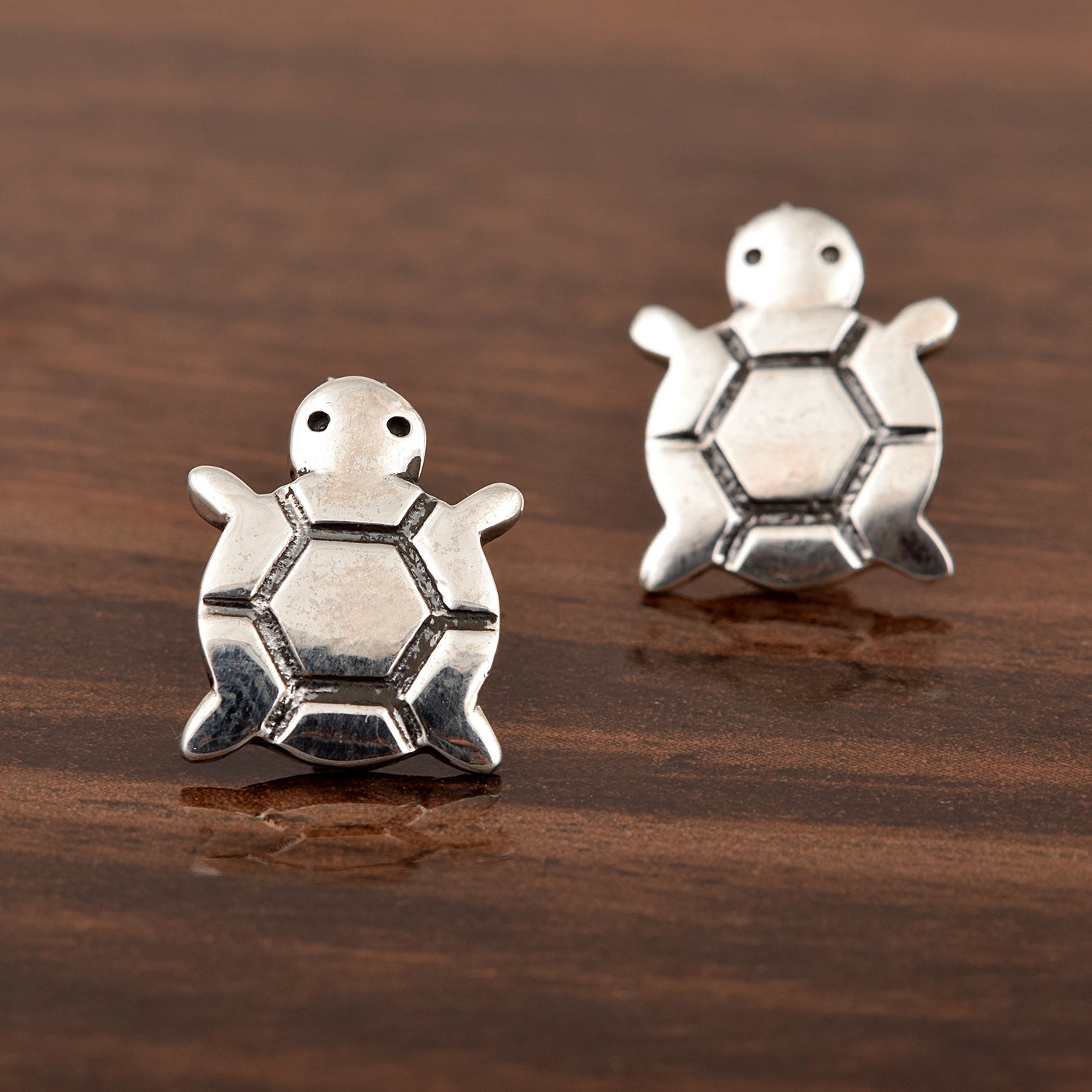 Turtle Stud Earrings - Sterling Silver