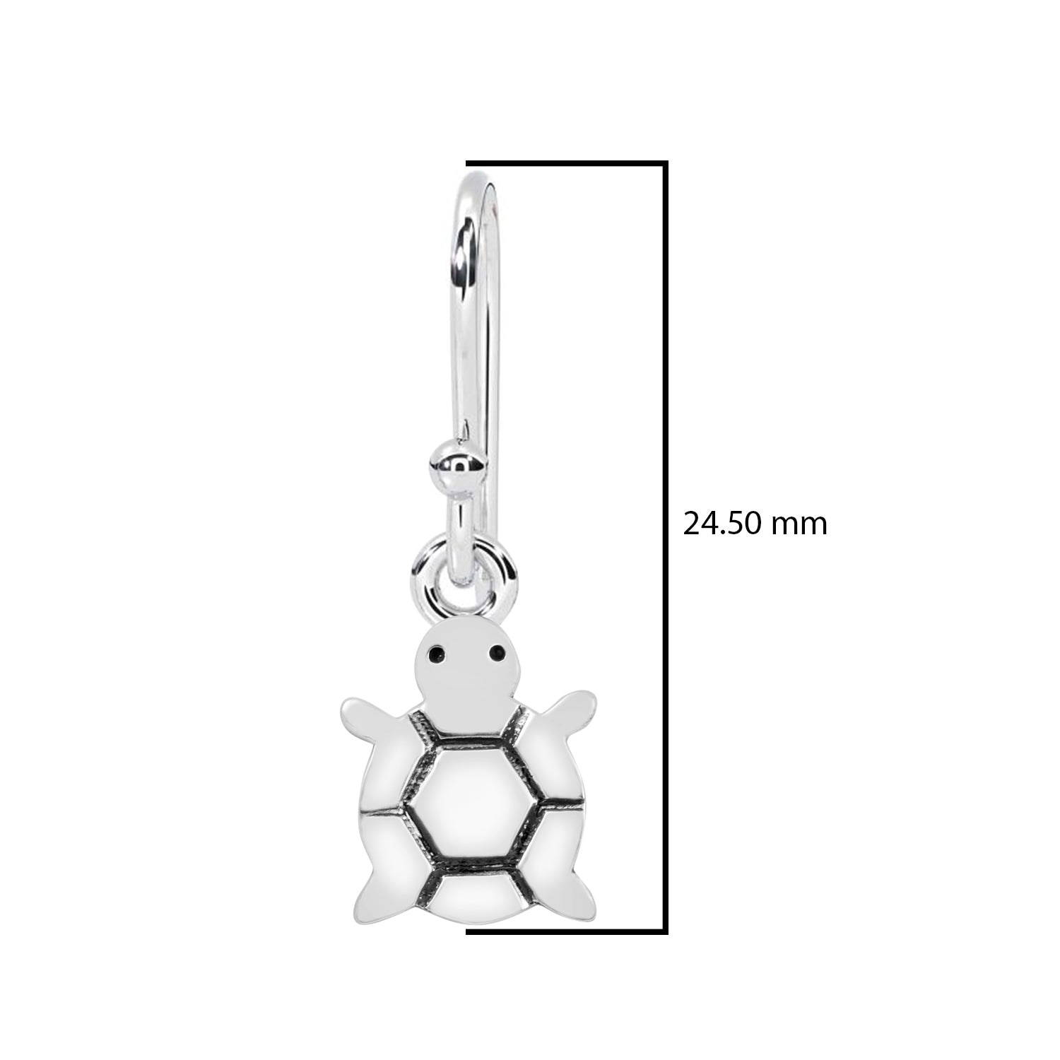 Turtle Drop Earrings – Cute Shell Outline Design - Sterling Silver