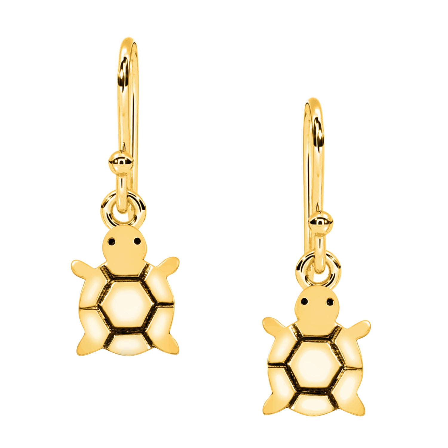 Turtle Drop Earrings – Cute Shell Outline Design - Sterling Silver