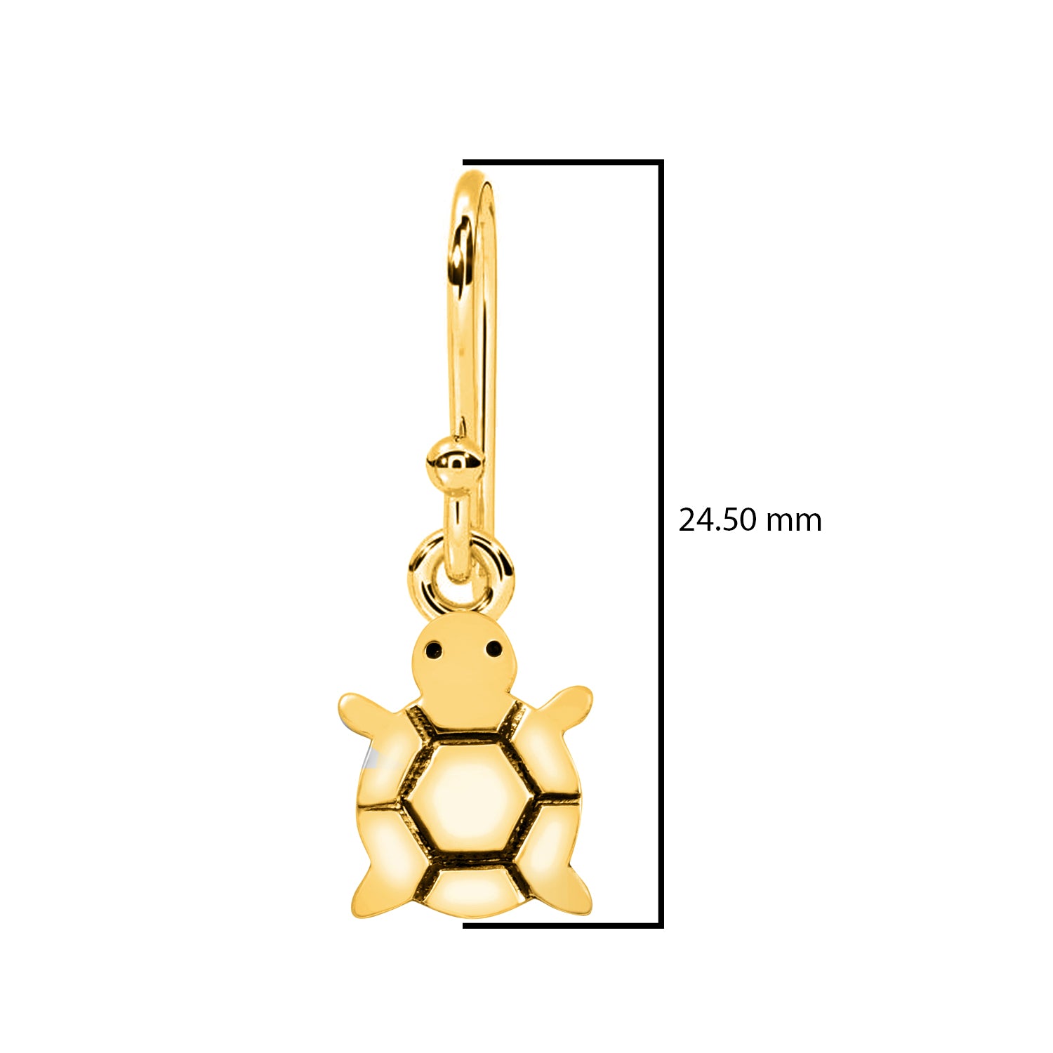 Turtle Drop Earrings – Cute Shell Outline Design - Sterling Silver