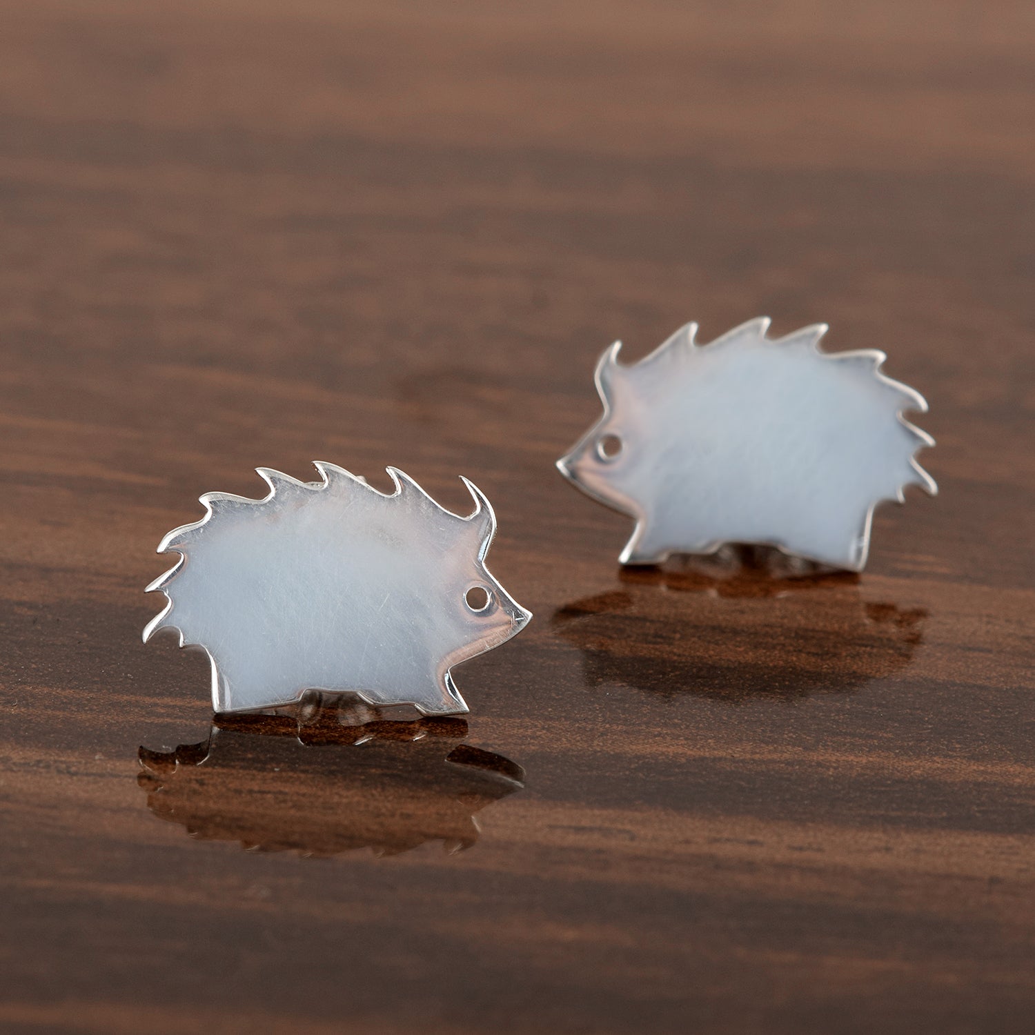 Minimalist Hedgehog Stud Earrings - Sterling Silver