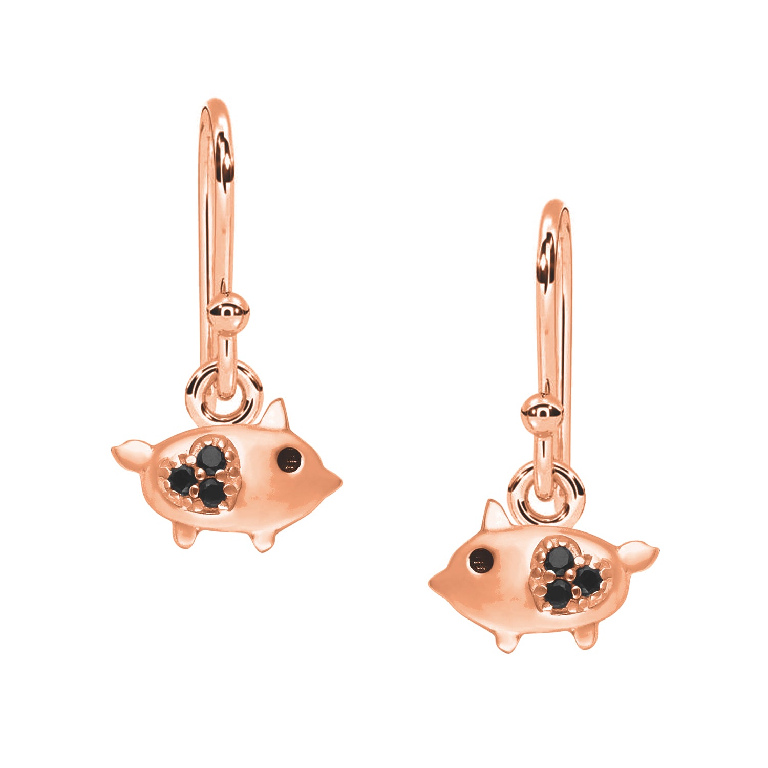 Whimsical Piglet Drop Earrings - Sterling Silver