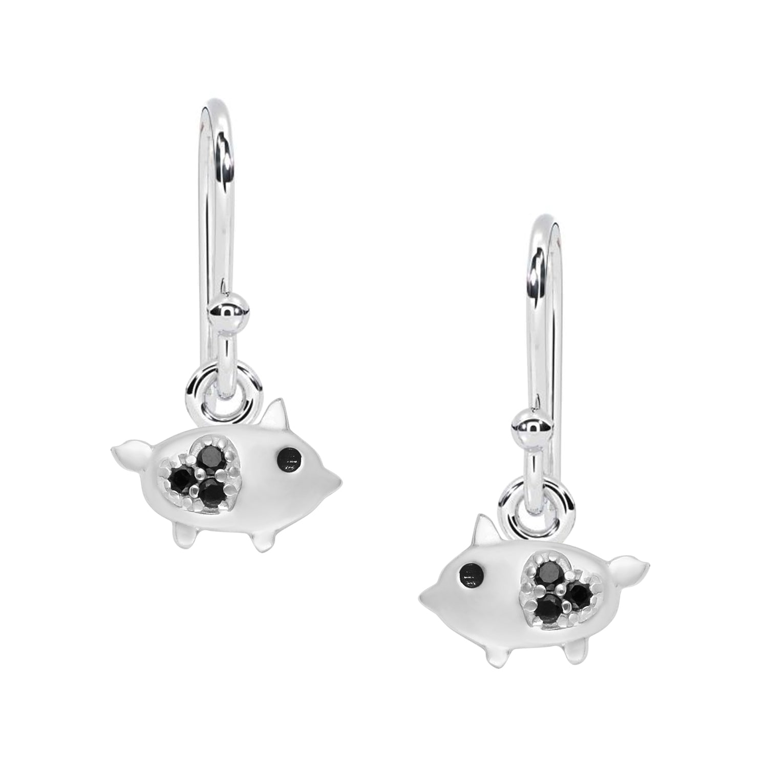 Whimsical Piglet Drop Earrings - Sterling Silver