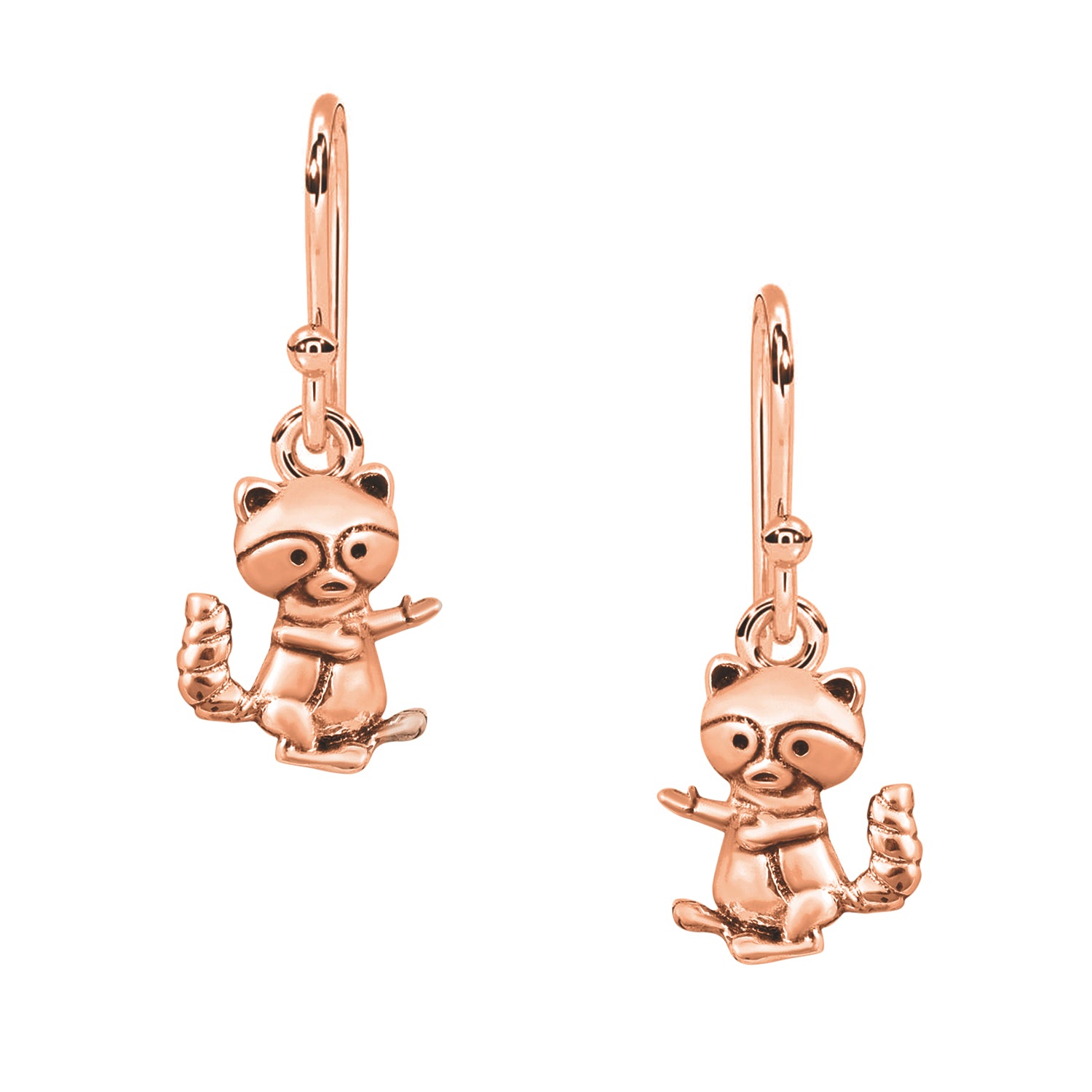 Playful Raccoon Dangle Earrings - Sterling Silver