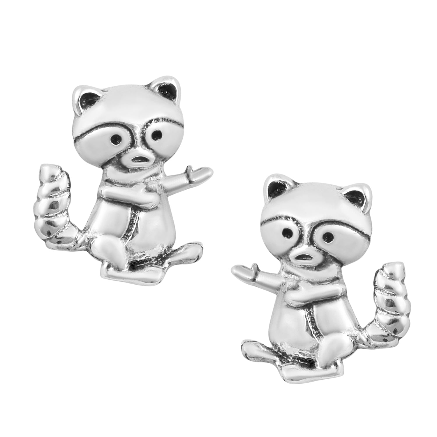 Raccoon Stud Earrings - Sterling Silver