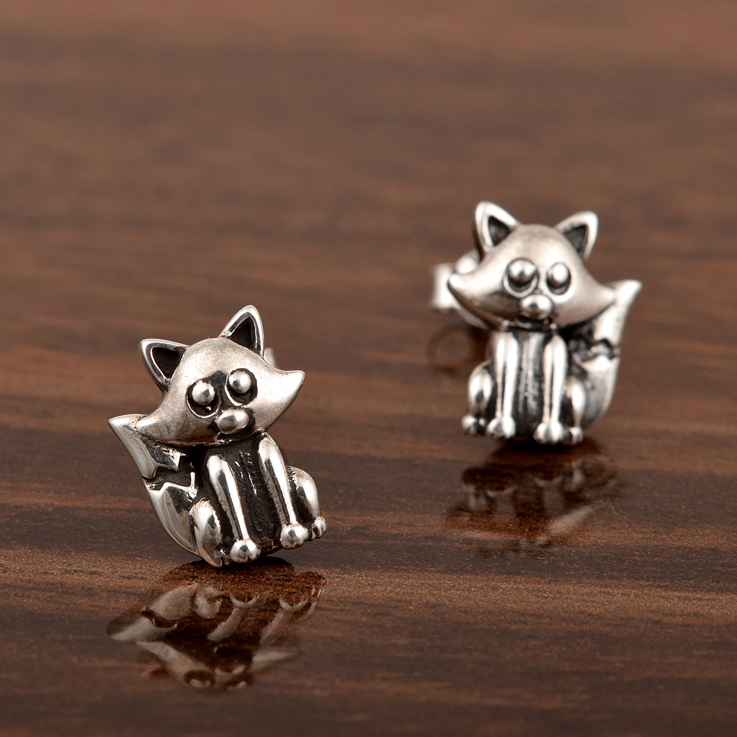 Fox Stud Earrings - Sterling Silver