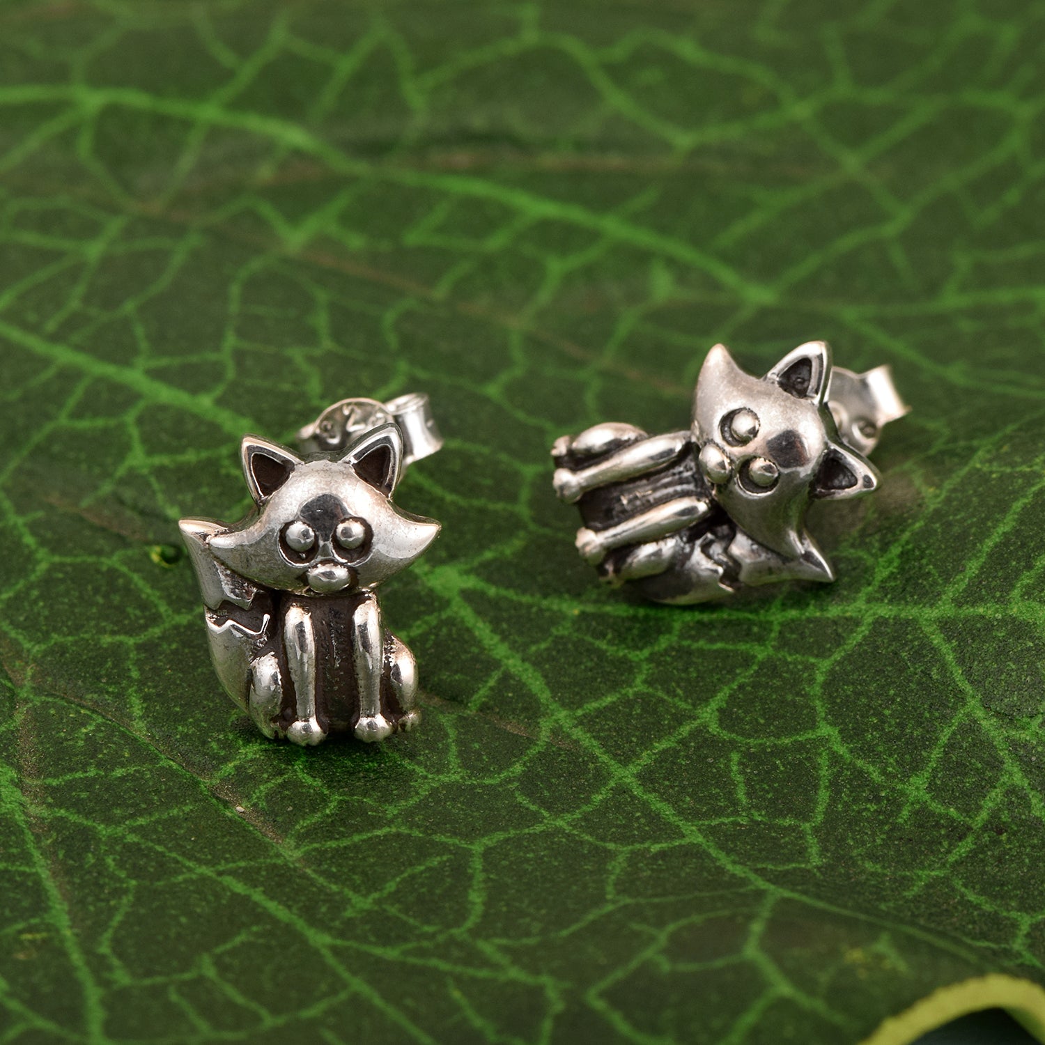 Fox Stud Earrings - Sterling Silver