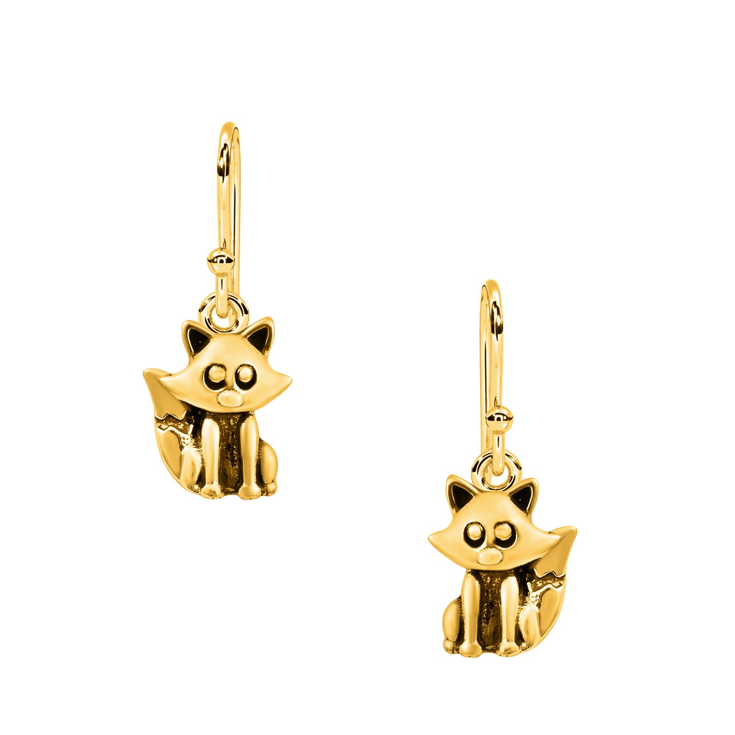 Adorable Fox Drop Earrings - Sterling Silver