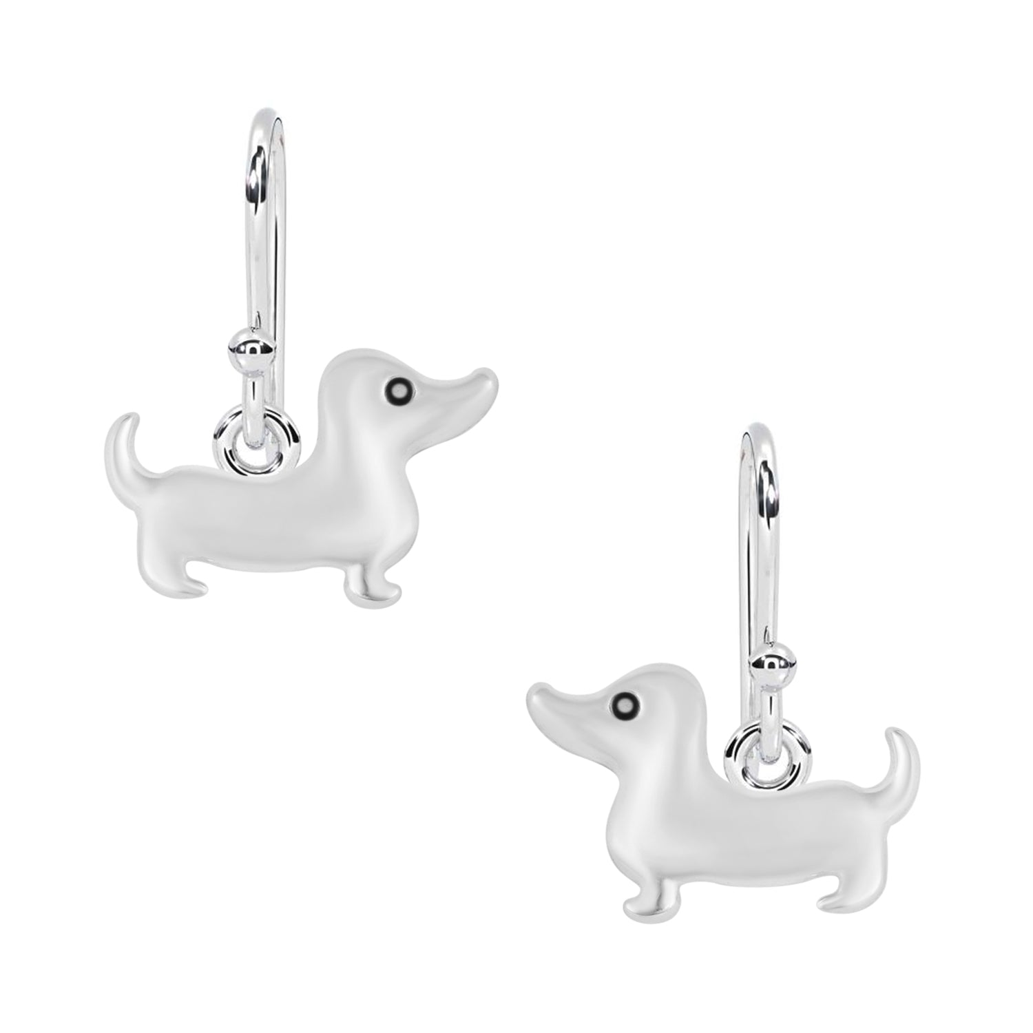 Dachshund Dog Dangle Earrings – Playful Puppy Design - Sterling Silver