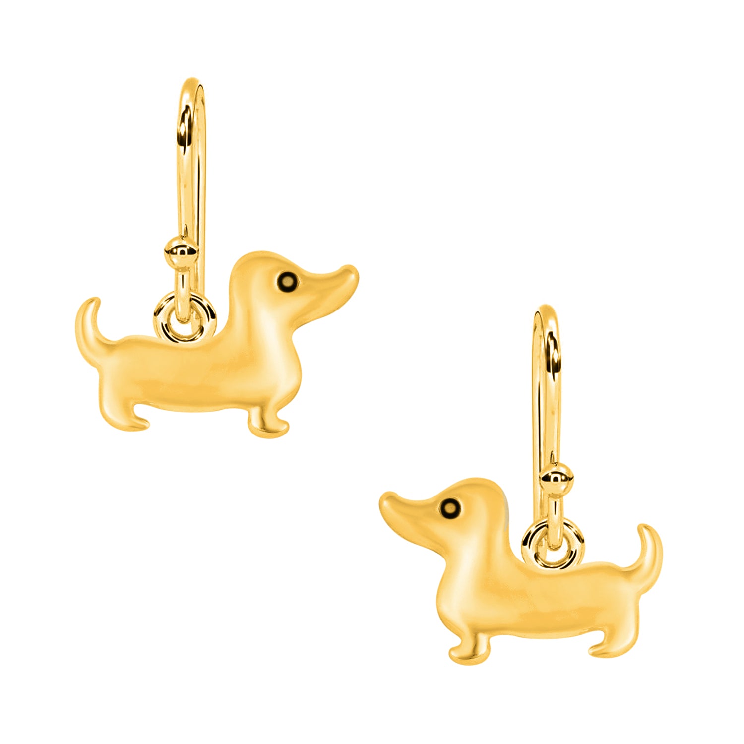 Dachshund Dog Dangle Earrings – Playful Puppy Design - Sterling Silver
